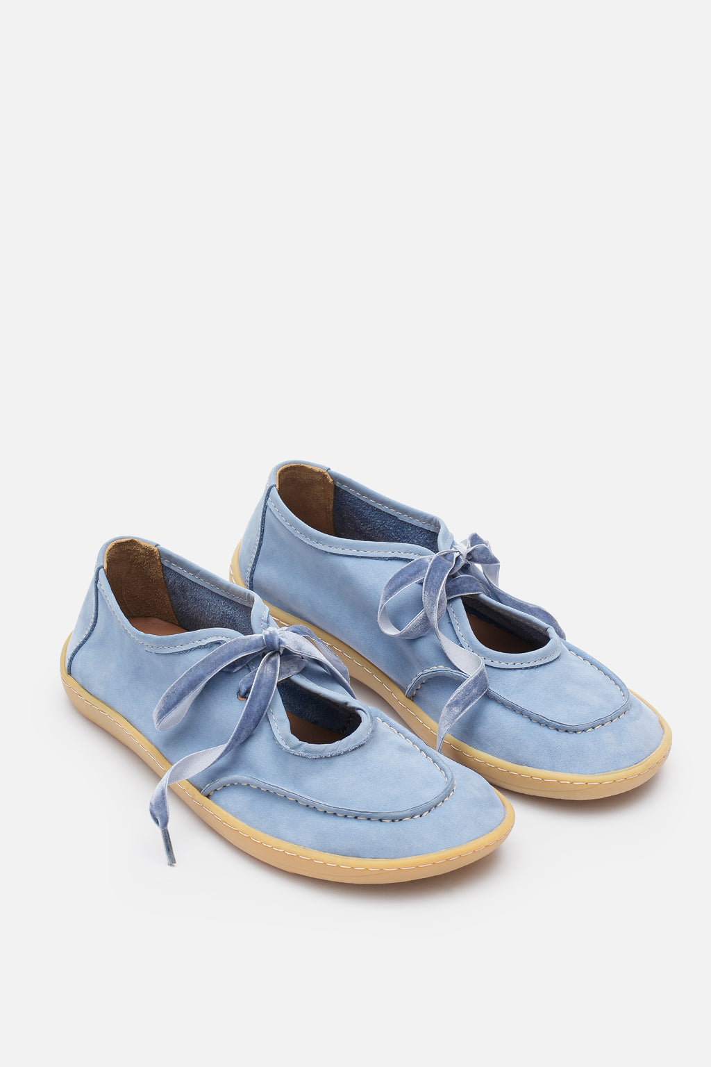 Nobrand Lune Ballet Barefoot Hakiki Süet Deri Ice Blue Babet