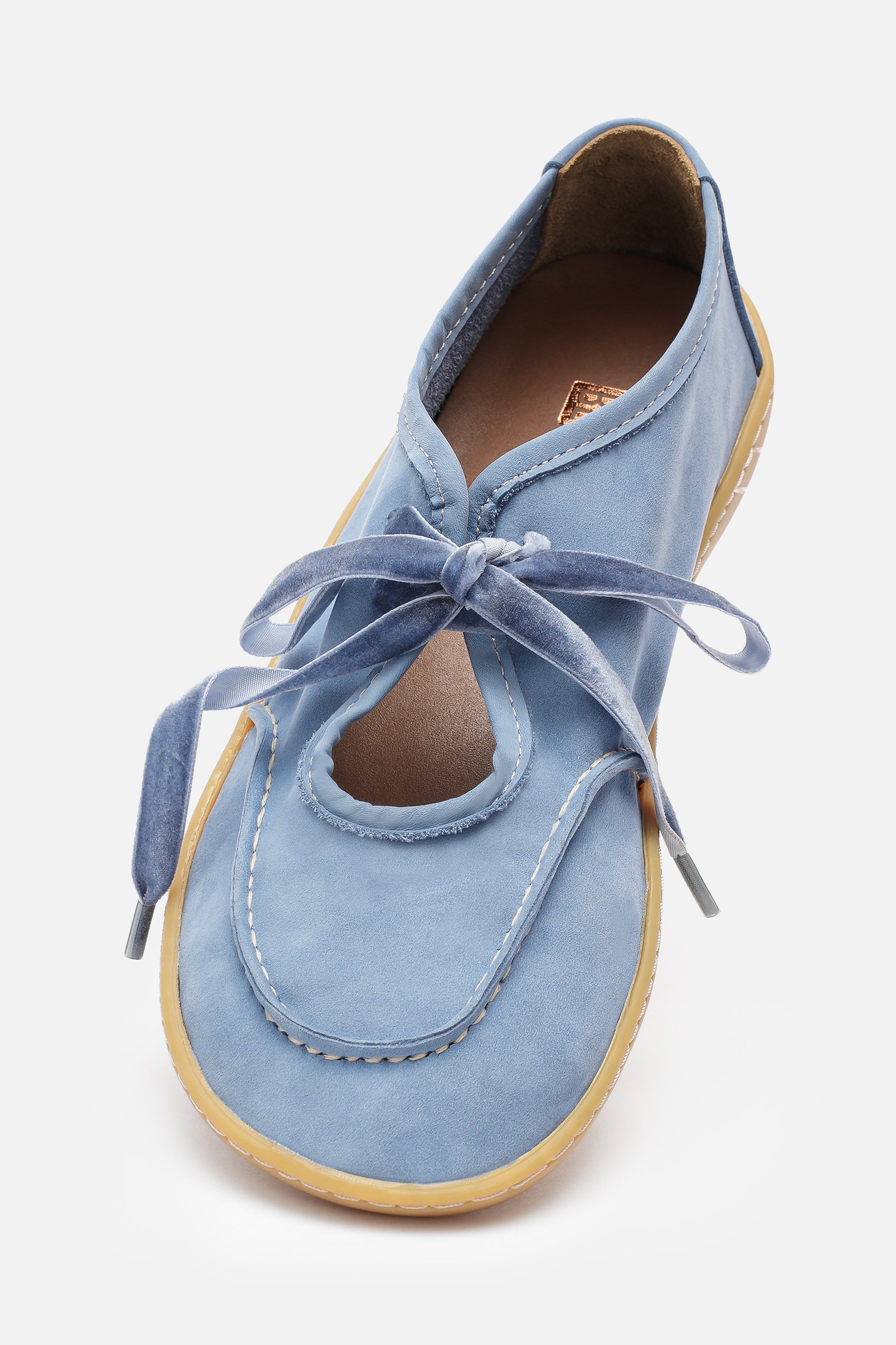 Nobrand Lune Ballet Barefoot Hakiki Süet Deri Ice Blue Babet