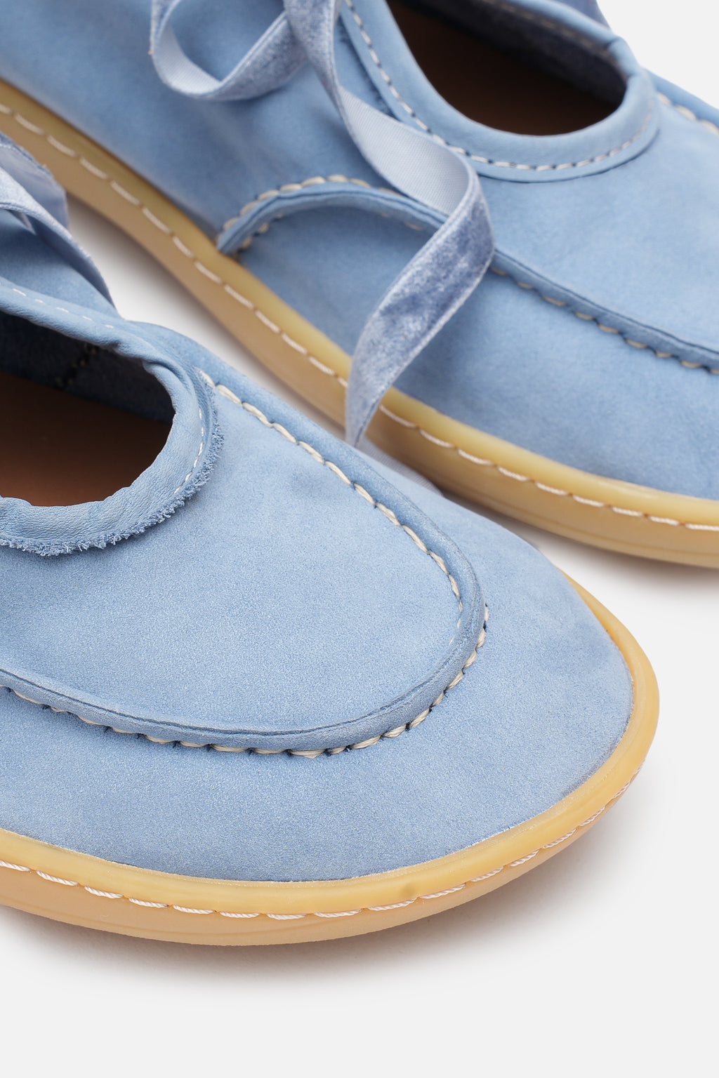 Nobrand Lune Ballet Barefoot Hakiki Süet Deri Ice Blue Babet