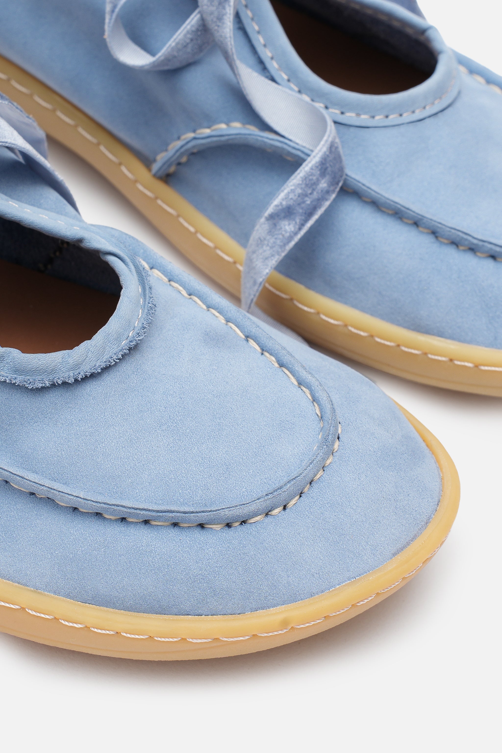 Nobrand Lune Ballet Barefoot Hakiki Süet Deri Ice Blue Babet