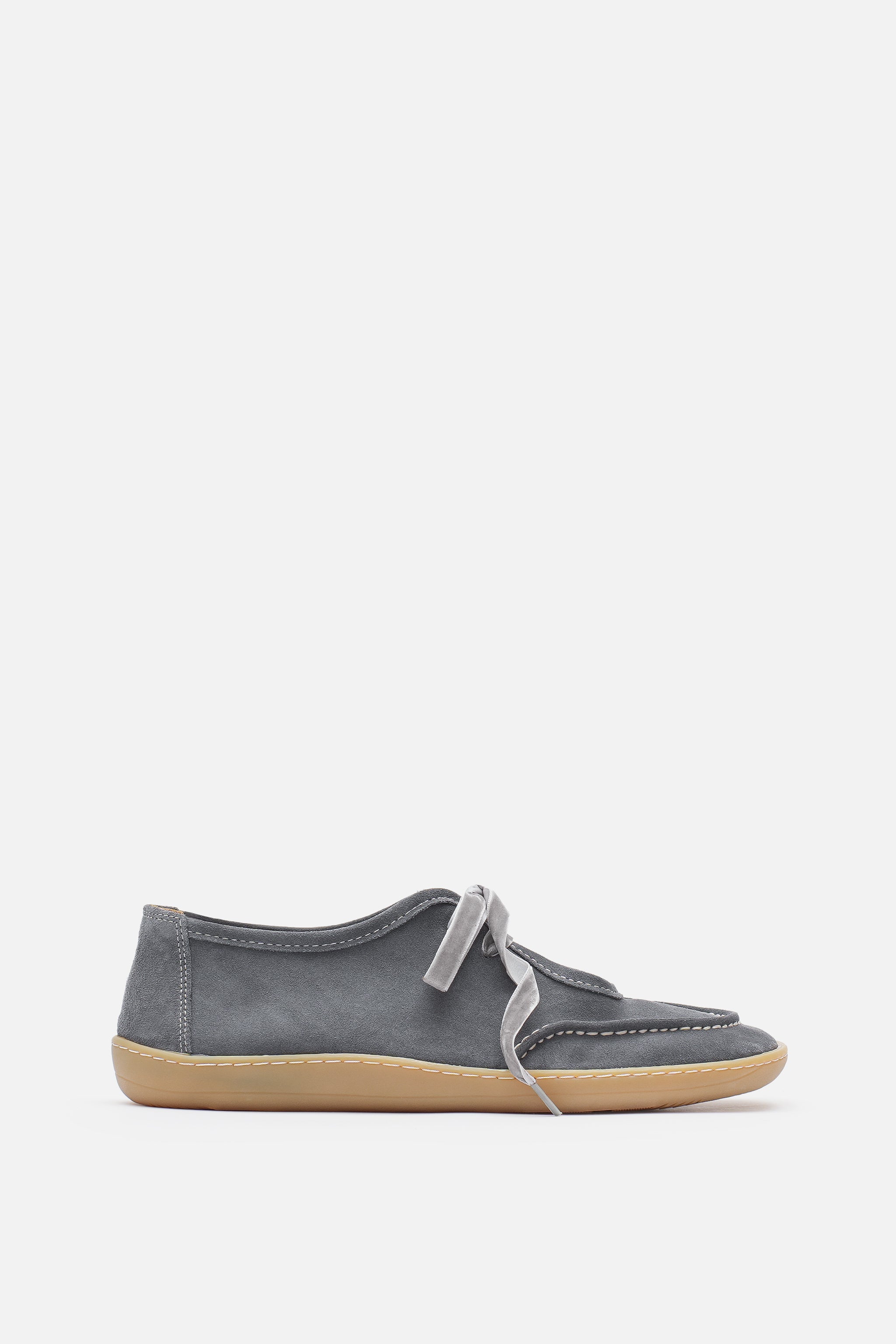 Nobrand Lune Ballet Barefoot Hakiki Süet Deri Gri Babet