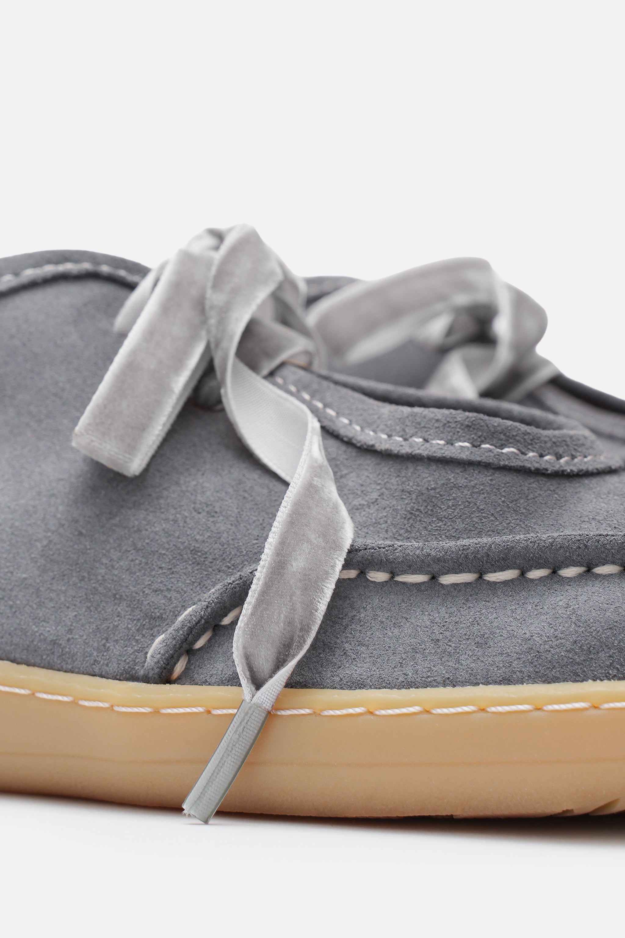 Nobrand Lune Ballet Barefoot Hakiki Süet Deri Gri Babet