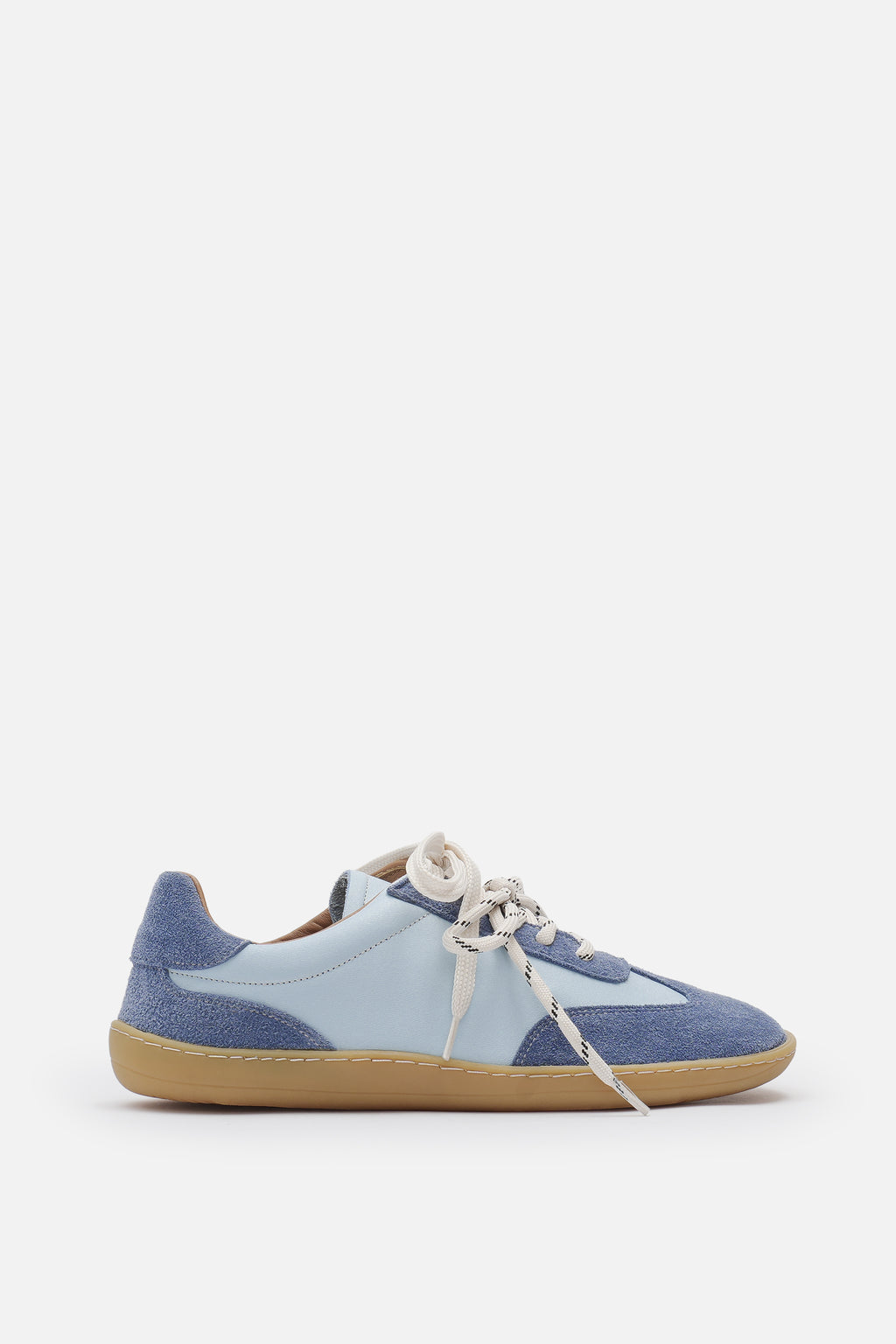 Nobrand Miu Ballerina Barefoot Çift Bağcıklı Hakiki Süet Deri Ice Blue Sneaker