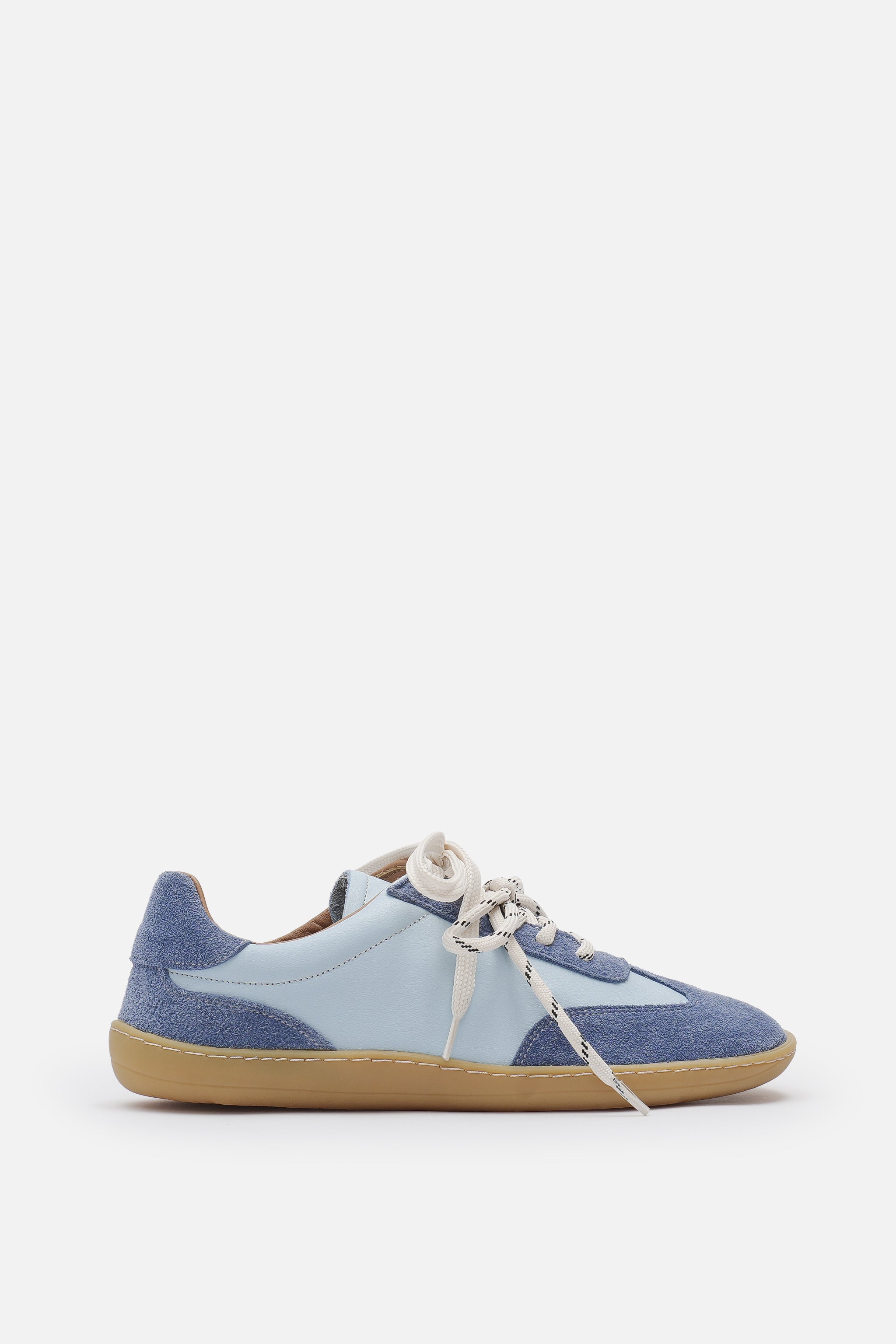 Nobrand Miu Ballerina Barefoot Çift Bağcıklı Hakiki Süet Deri Ice Blue Sneaker