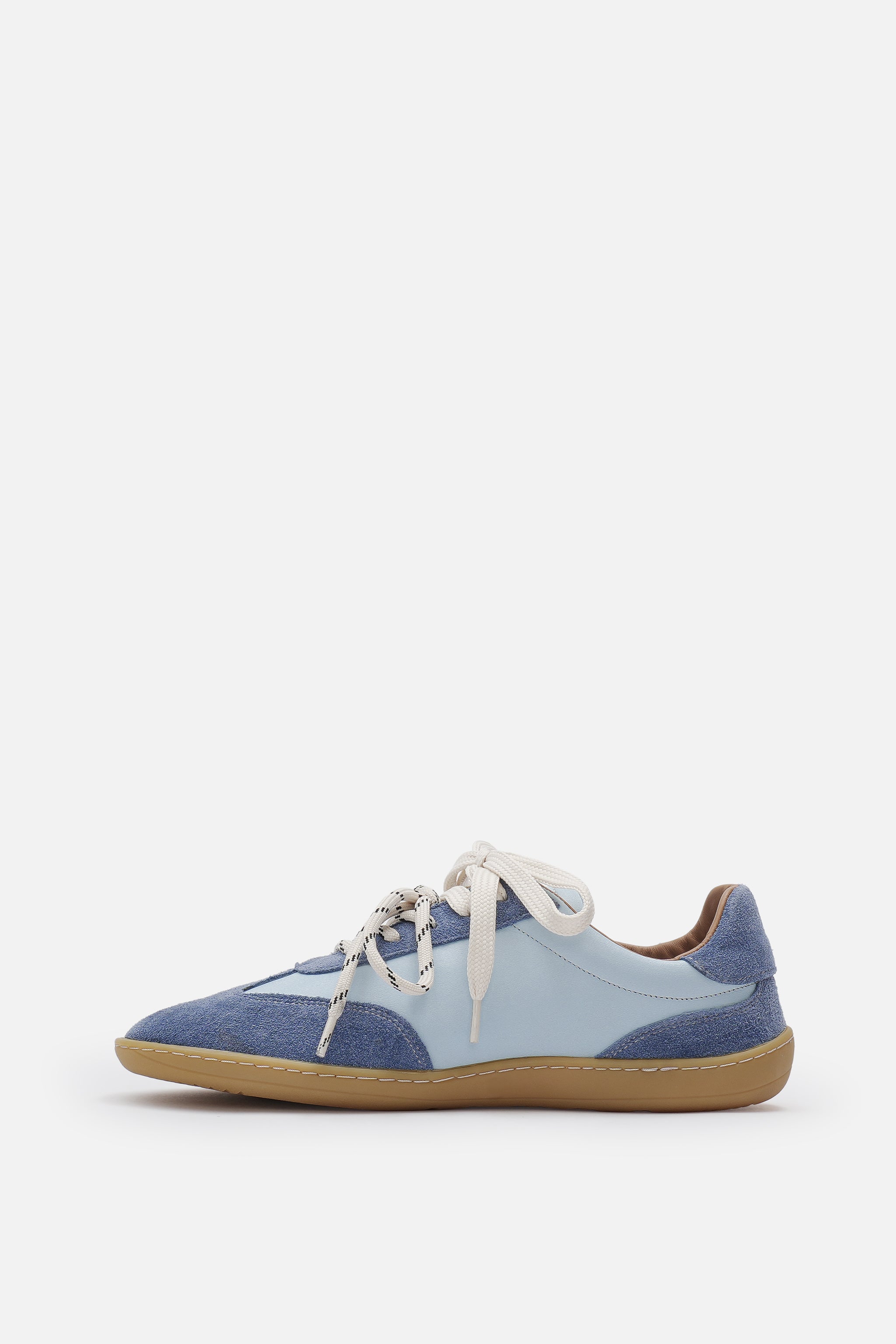 Nobrand Miu Ballerina Barefoot Çift Bağcıklı Hakiki Süet Deri Ice Blue Sneaker