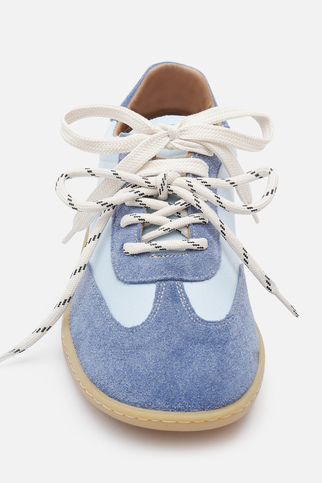 Nobrand Miu Ballerina Barefoot Çift Bağcıklı Hakiki Süet Deri Ice Blue Sneaker