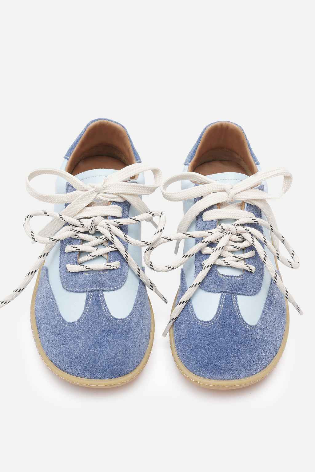 Nobrand Miu Ballerina Barefoot Çift Bağcıklı Hakiki Süet Deri Ice Blue Sneaker