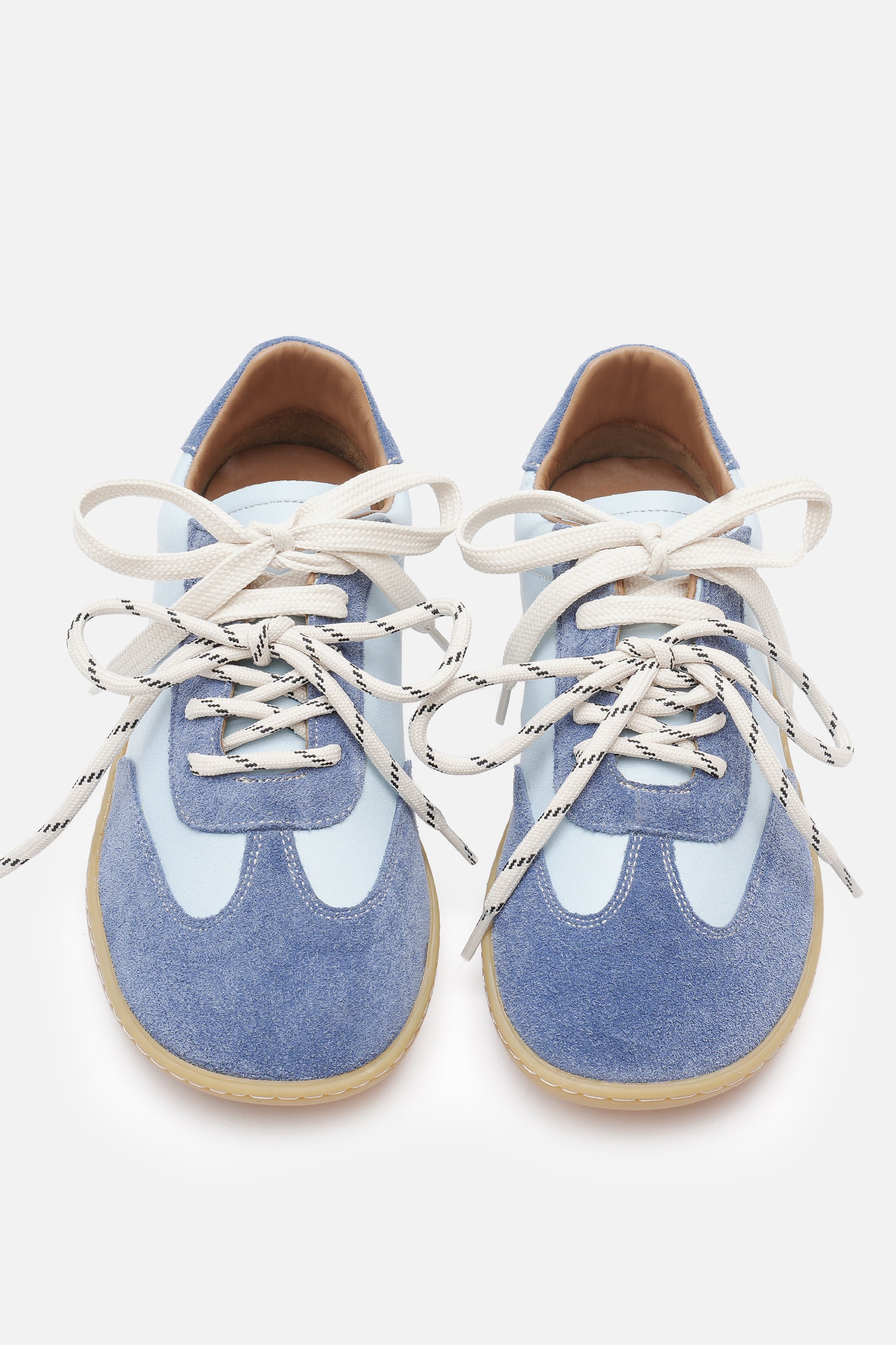 Nobrand Miu Ballerina Barefoot Çift Bağcıklı Hakiki Süet Deri Ice Blue Sneaker
