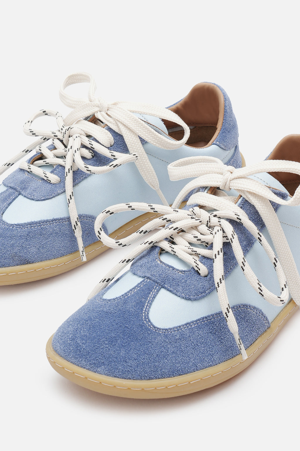 Nobrand Miu Ballerina Barefoot Çift Bağcıklı Hakiki Süet Deri Ice Blue Sneaker