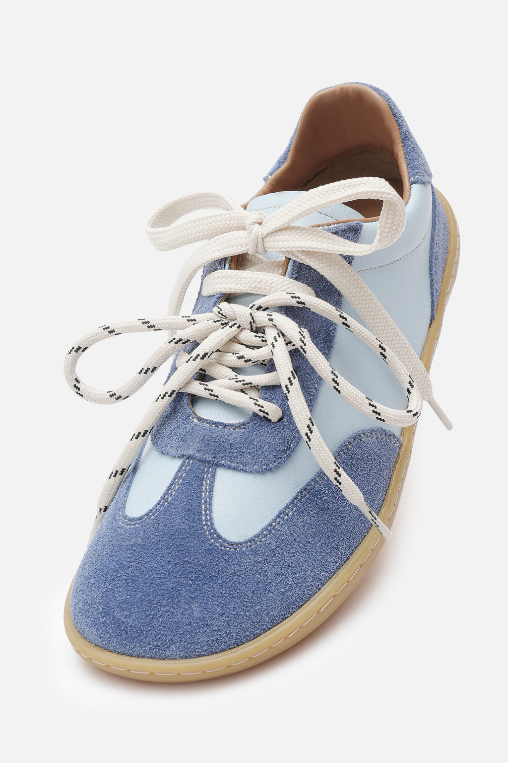 Nobrand Miu Ballerina Barefoot Çift Bağcıklı Hakiki Süet Deri Ice Blue Sneaker