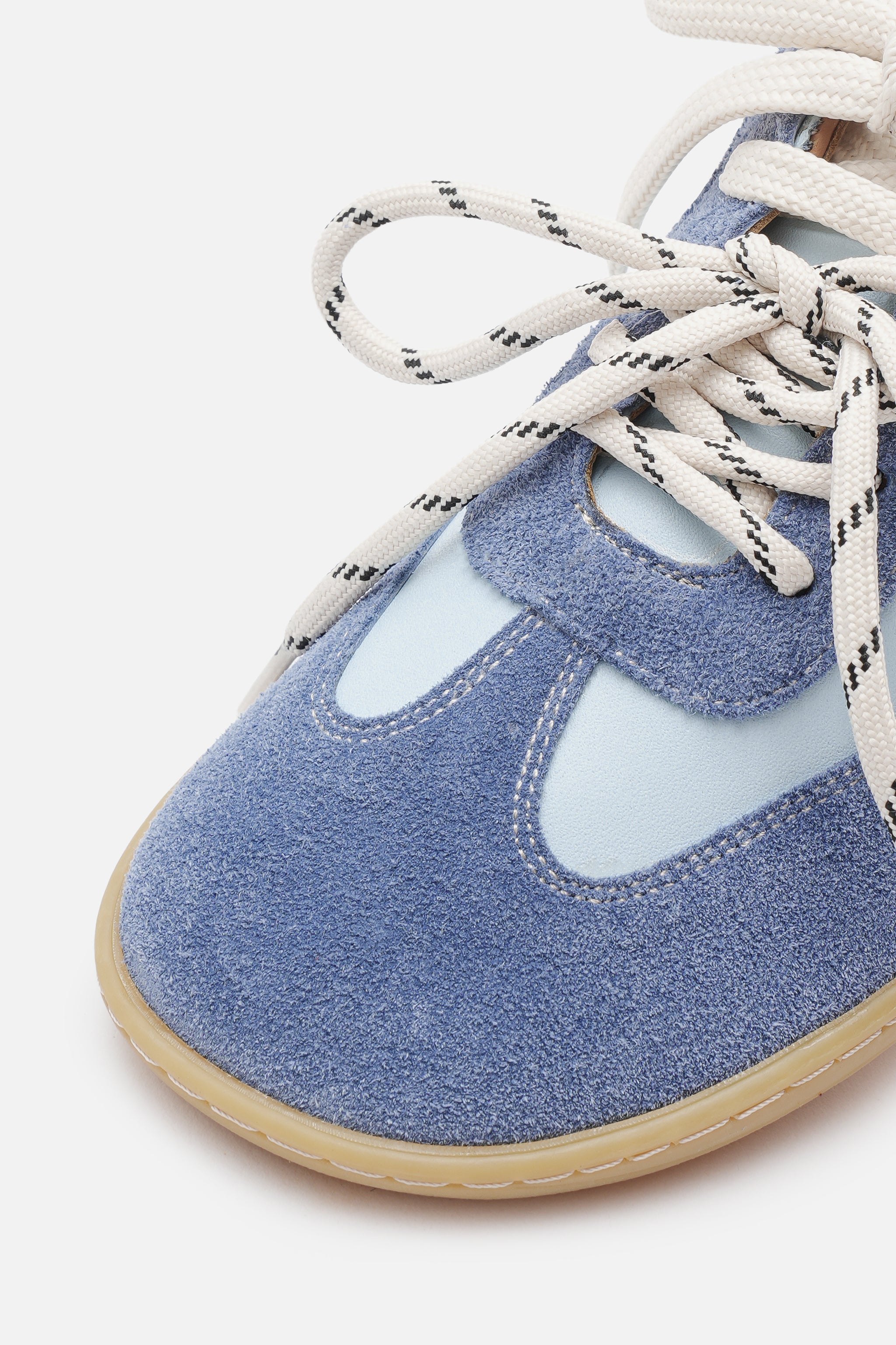 Nobrand Miu Ballerina Barefoot Çift Bağcıklı Hakiki Süet Deri Ice Blue Sneaker