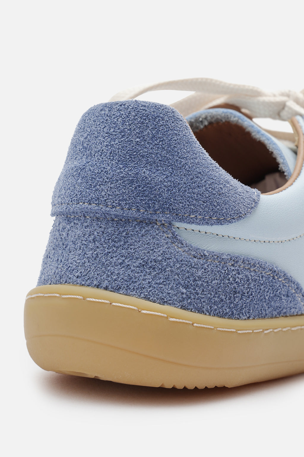 Nobrand Miu Ballerina Barefoot Çift Bağcıklı Hakiki Süet Deri Ice Blue Sneaker