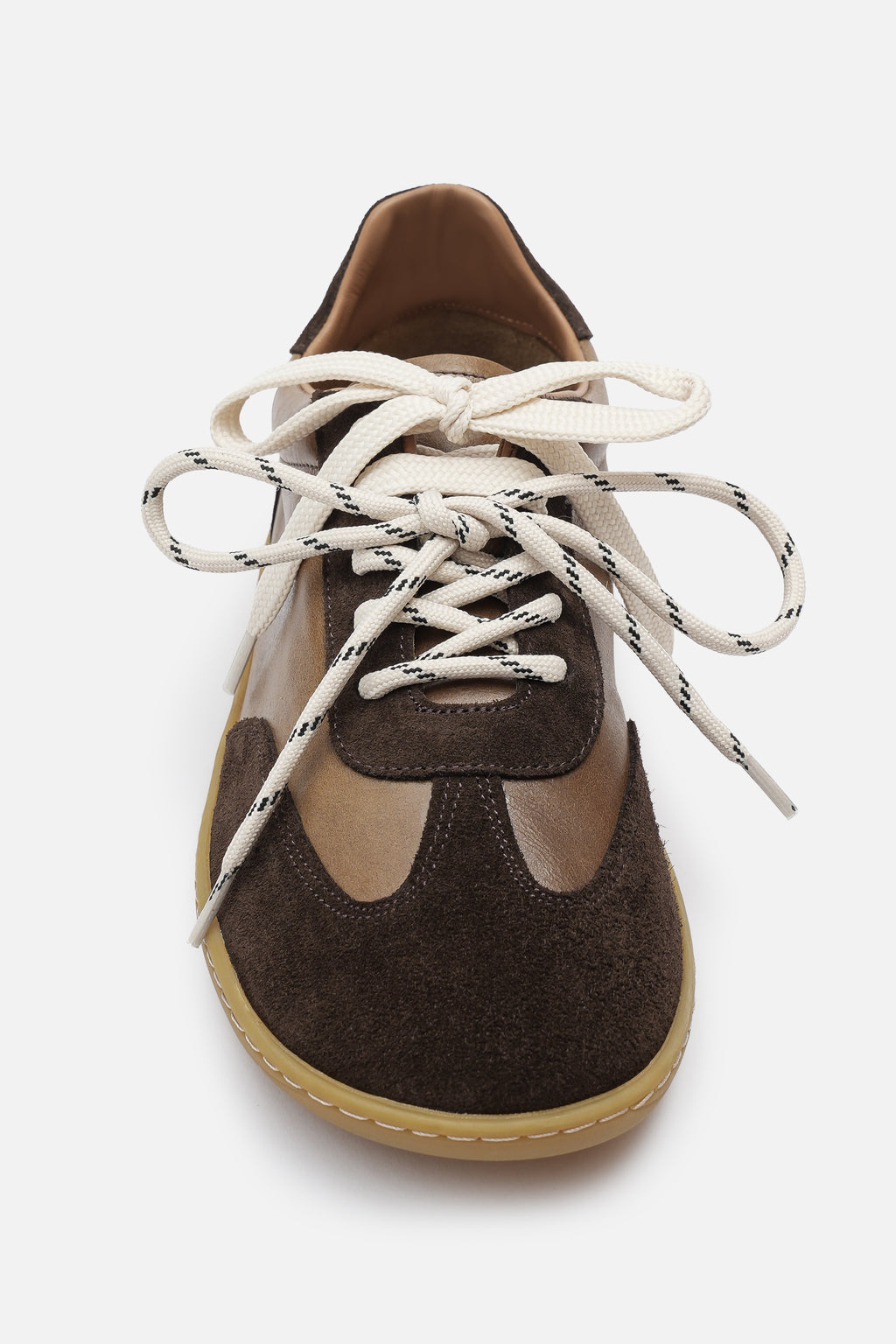 Nobrand Miu Ballerina Barefoot Çift Bağcıklı Hakiki Süet Deri Acı Kahve Sneaker