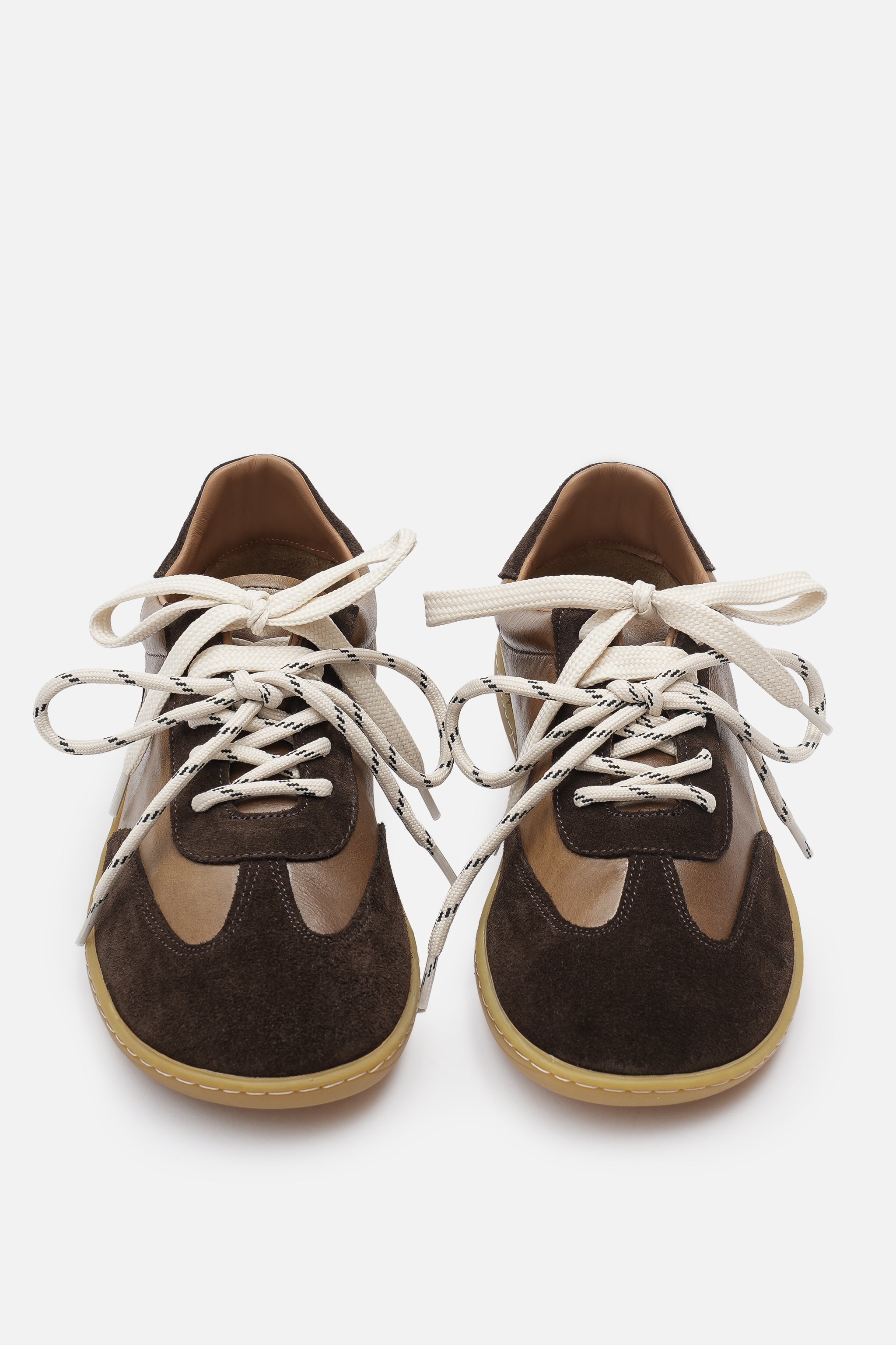 Nobrand Miu Ballerina Barefoot Çift Bağcıklı Hakiki Süet Deri Acı Kahve Sneaker