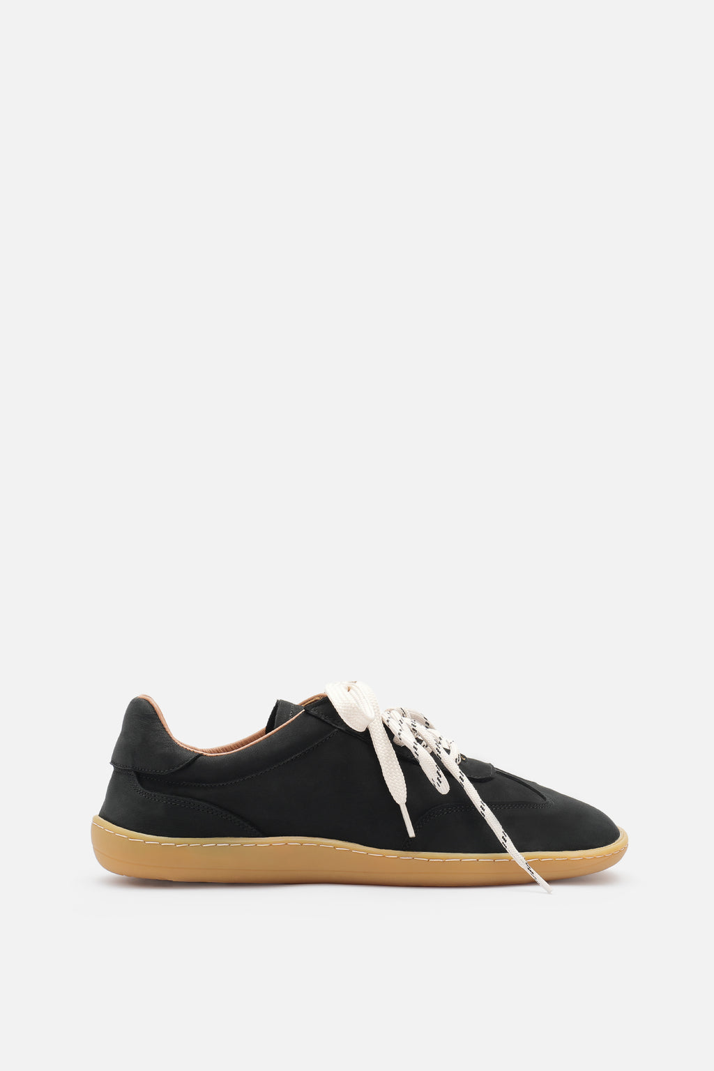 Nobrand Miu Ballerina Barefoot Çift Bağcıklı Hakiki Süet Deri Siyah Sneaker