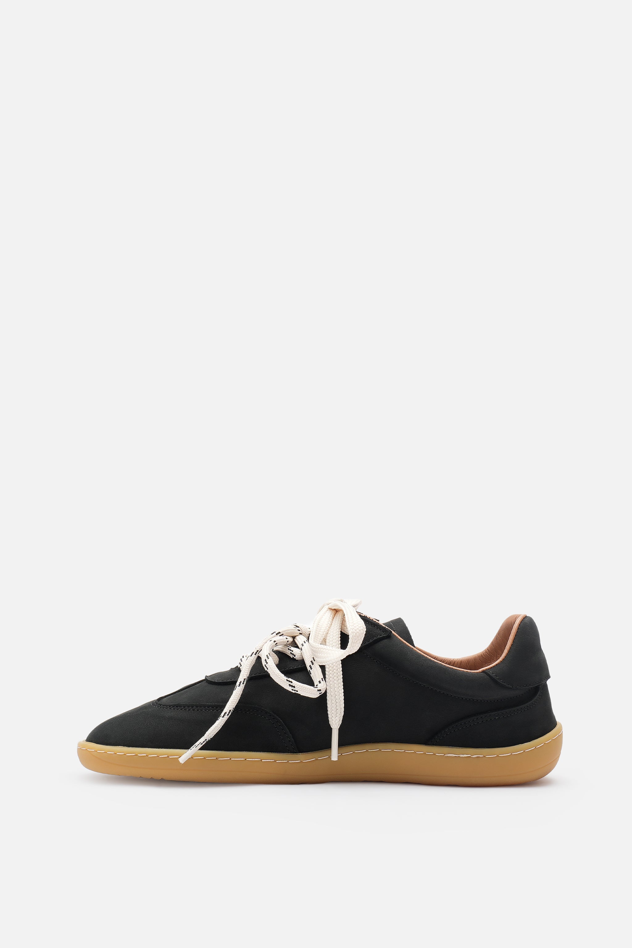 Nobrand Miu Ballerina Barefoot Çift Bağcıklı Hakiki Süet Deri Siyah Sneaker