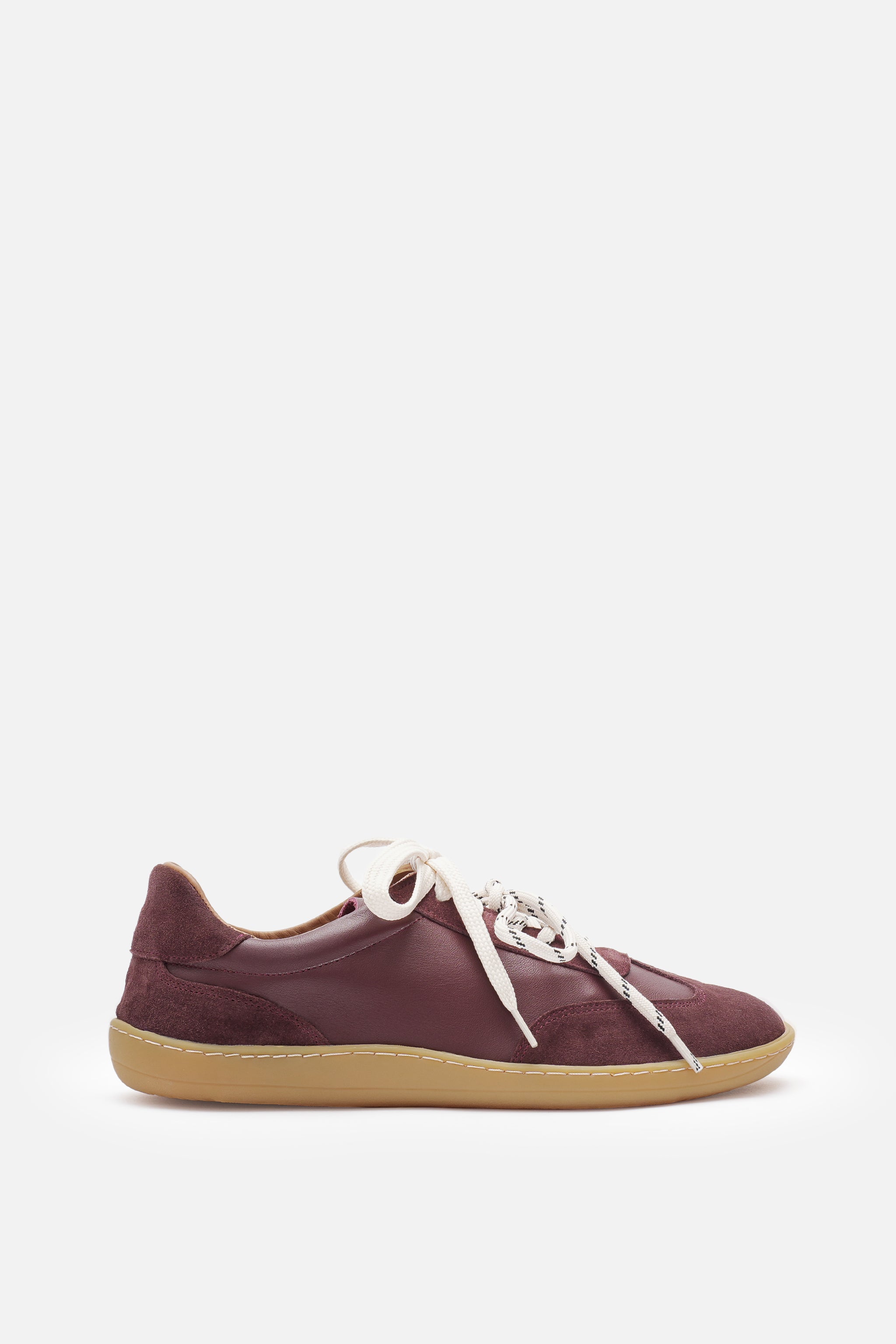 Nobrand Miu Ballerina Barefoot Çift Bağcıklı Hakiki Süet Deri Bordo Sneaker