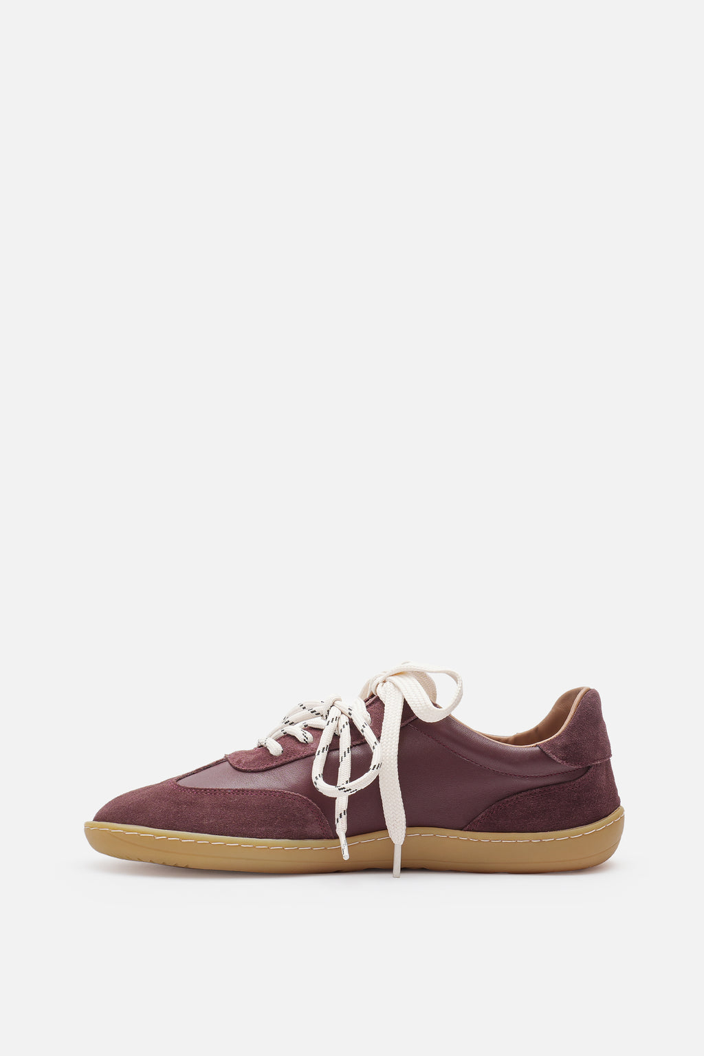 Nobrand Miu Ballerina Barefoot Çift Bağcıklı Hakiki Süet Deri Bordo Sneaker