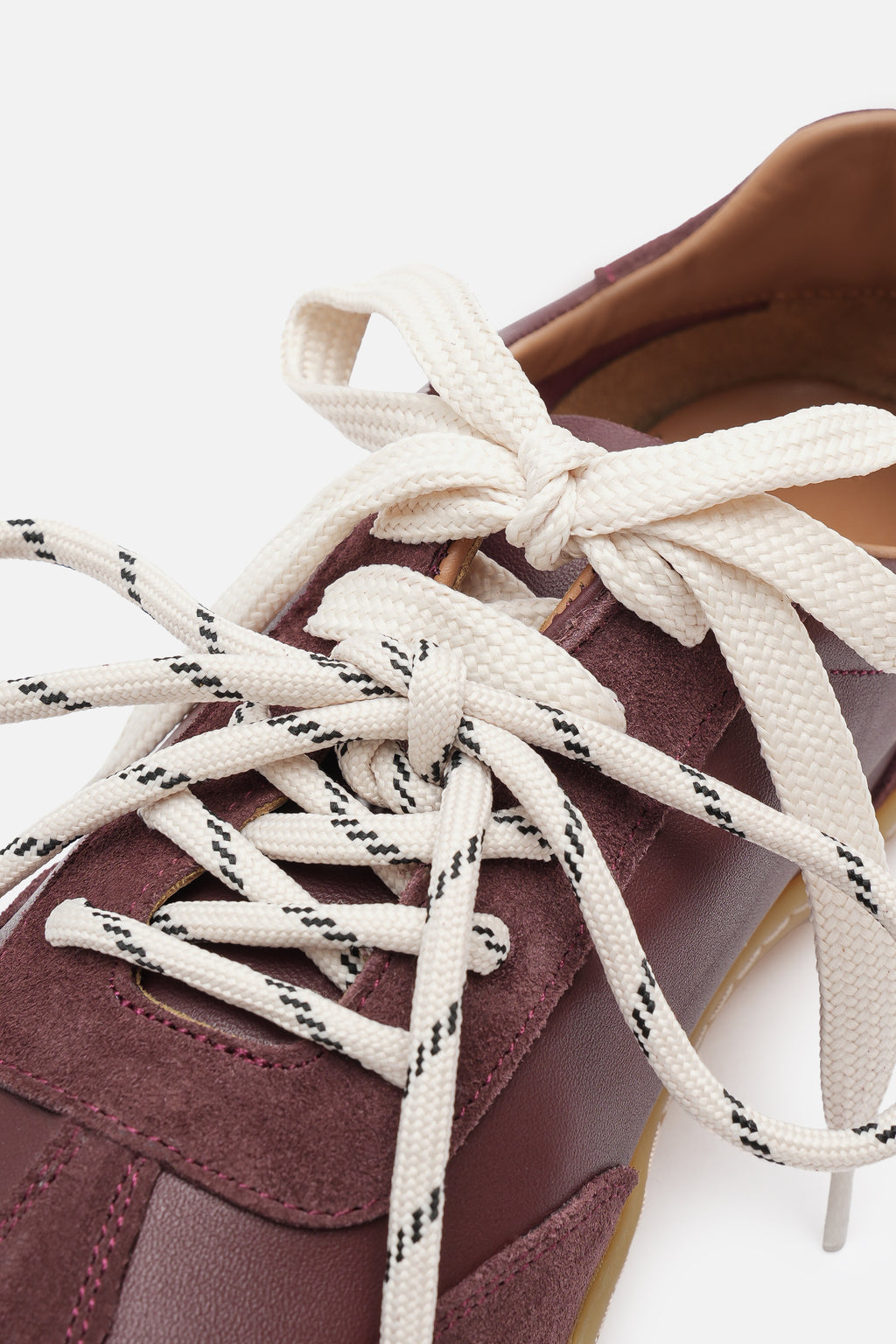 Nobrand Miu Ballerina Barefoot Çift Bağcıklı Hakiki Süet Deri Bordo Sneaker