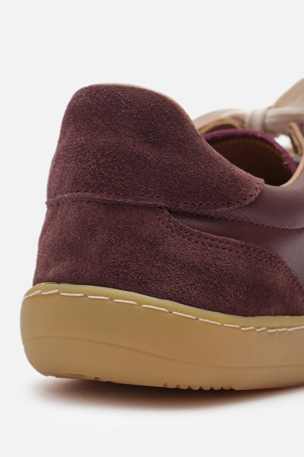 Nobrand Miu Ballerina Barefoot Çift Bağcıklı Hakiki Süet Deri Bordo Sneaker