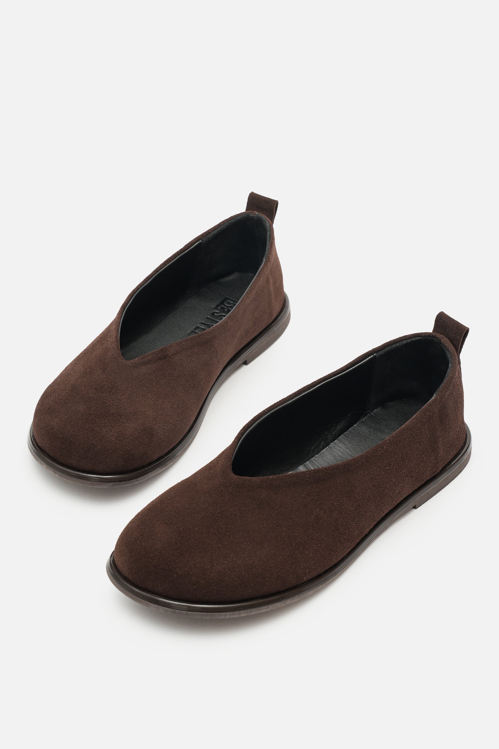 Nobrand Soft Ballet Hakiki Süet Deri Acı Kahve Babet