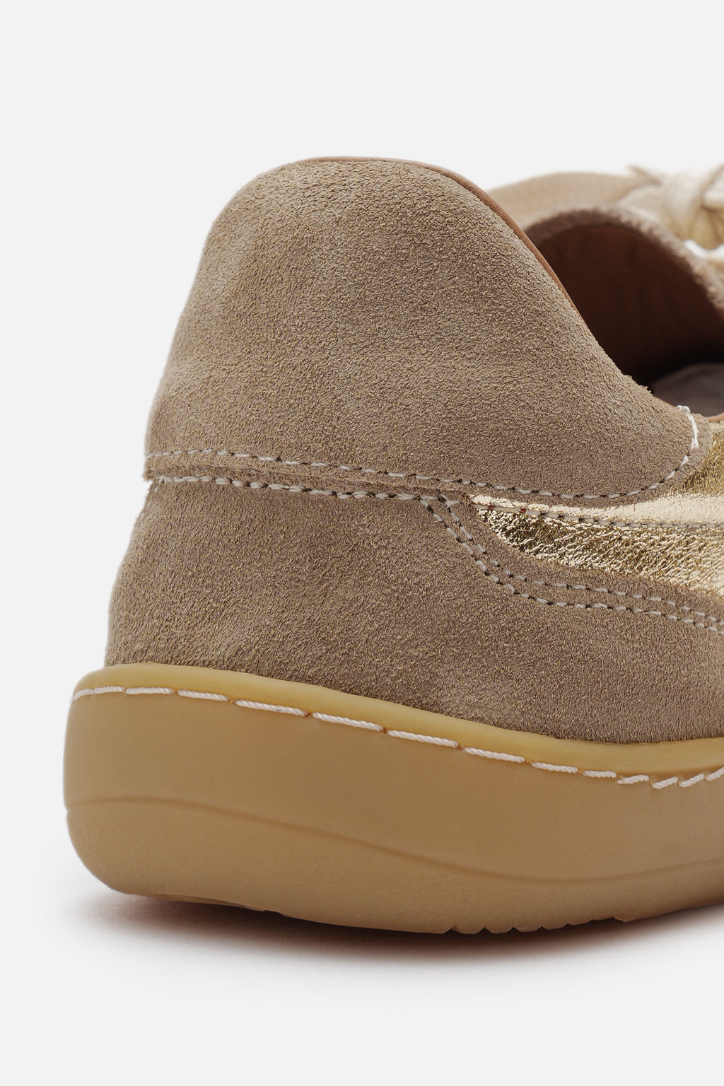 Nobrand Miu Ballerina Barefoot Çift Bağcıklı Hakiki Süet Deri Gold Vizon Sneaker