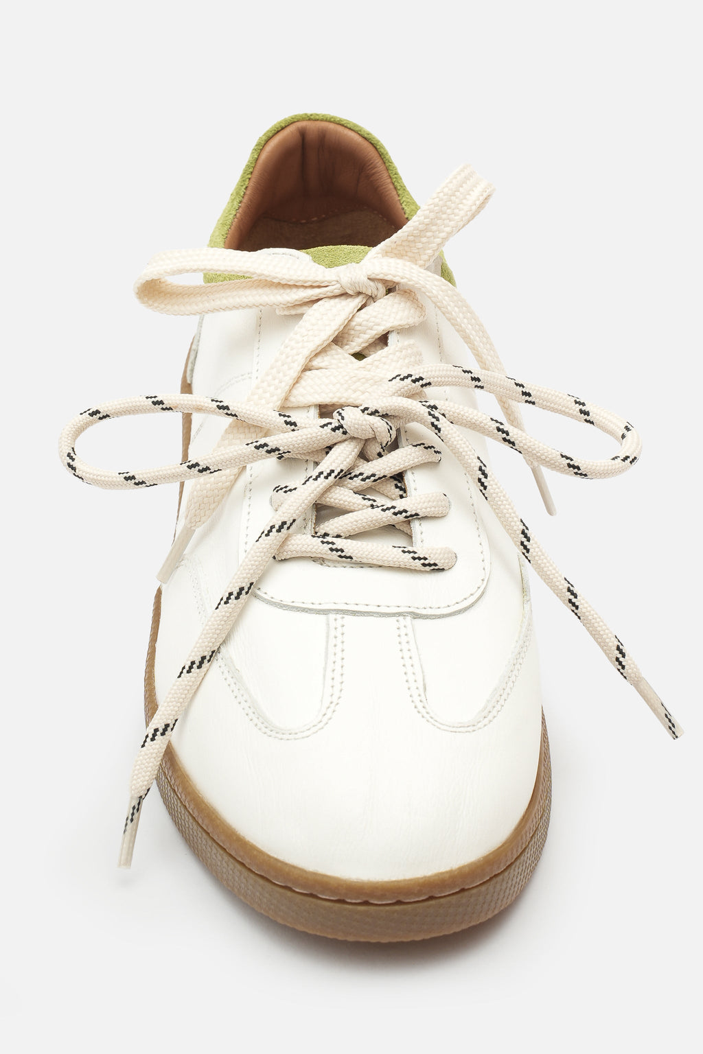 Nobrand Miu Court Hakiki Süet Deri Beyaz-Yeşil Sneaker