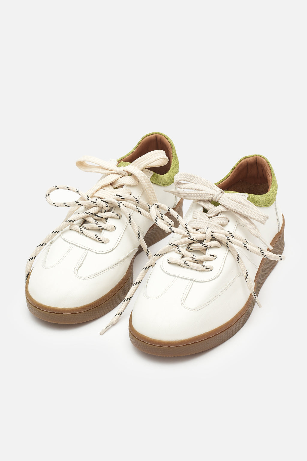 Nobrand Miu Court Hakiki Süet Deri Beyaz-Yeşil Sneaker