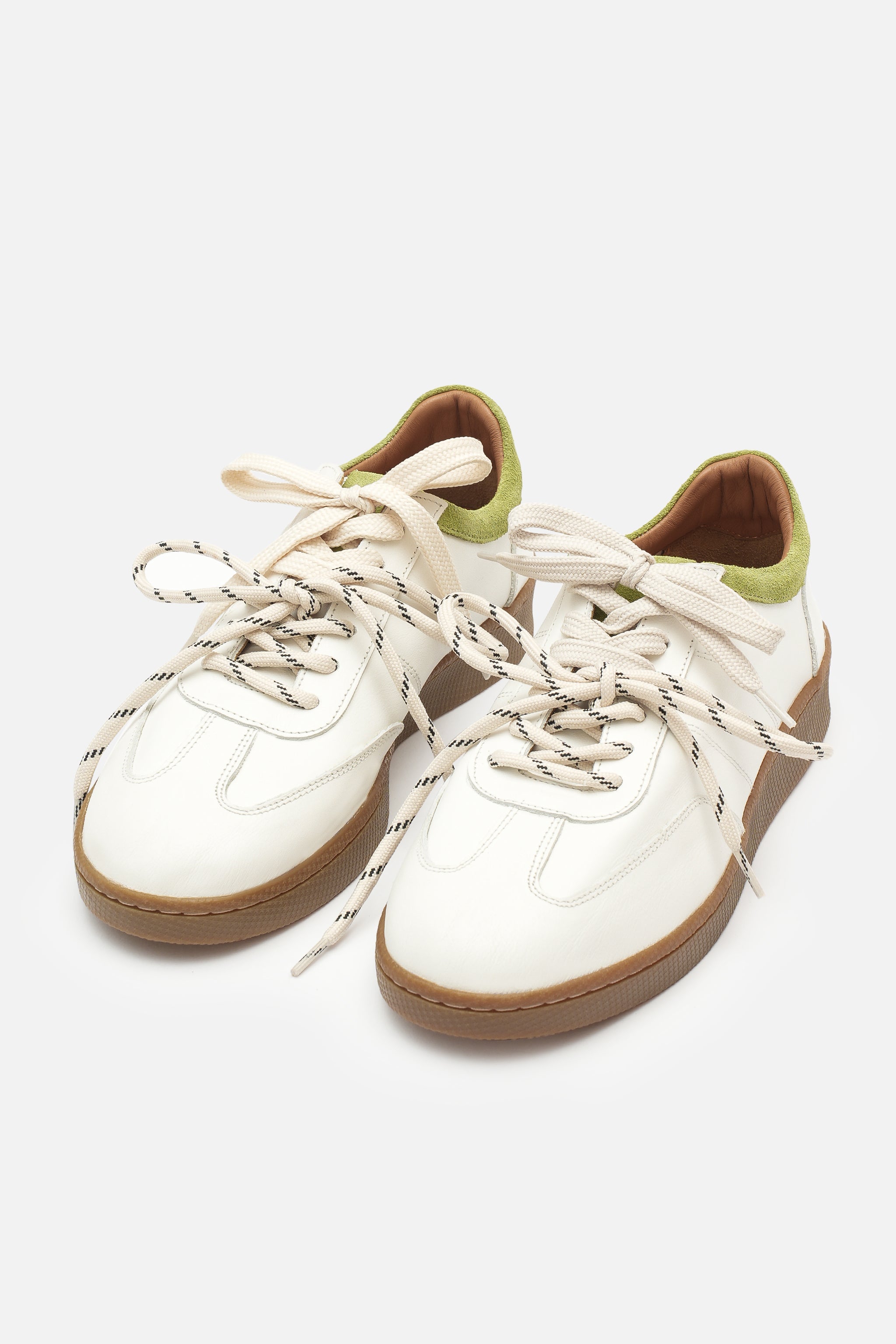 Nobrand Miu Court Hakiki Süet Deri Beyaz-Yeşil Sneaker