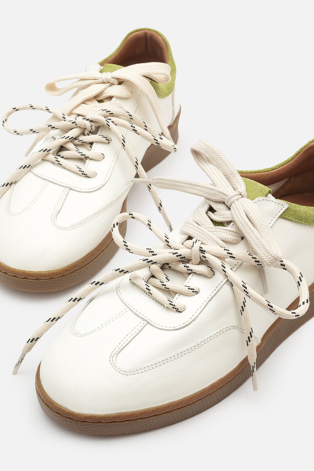 Nobrand Miu Court Hakiki Süet Deri Beyaz-Yeşil Sneaker