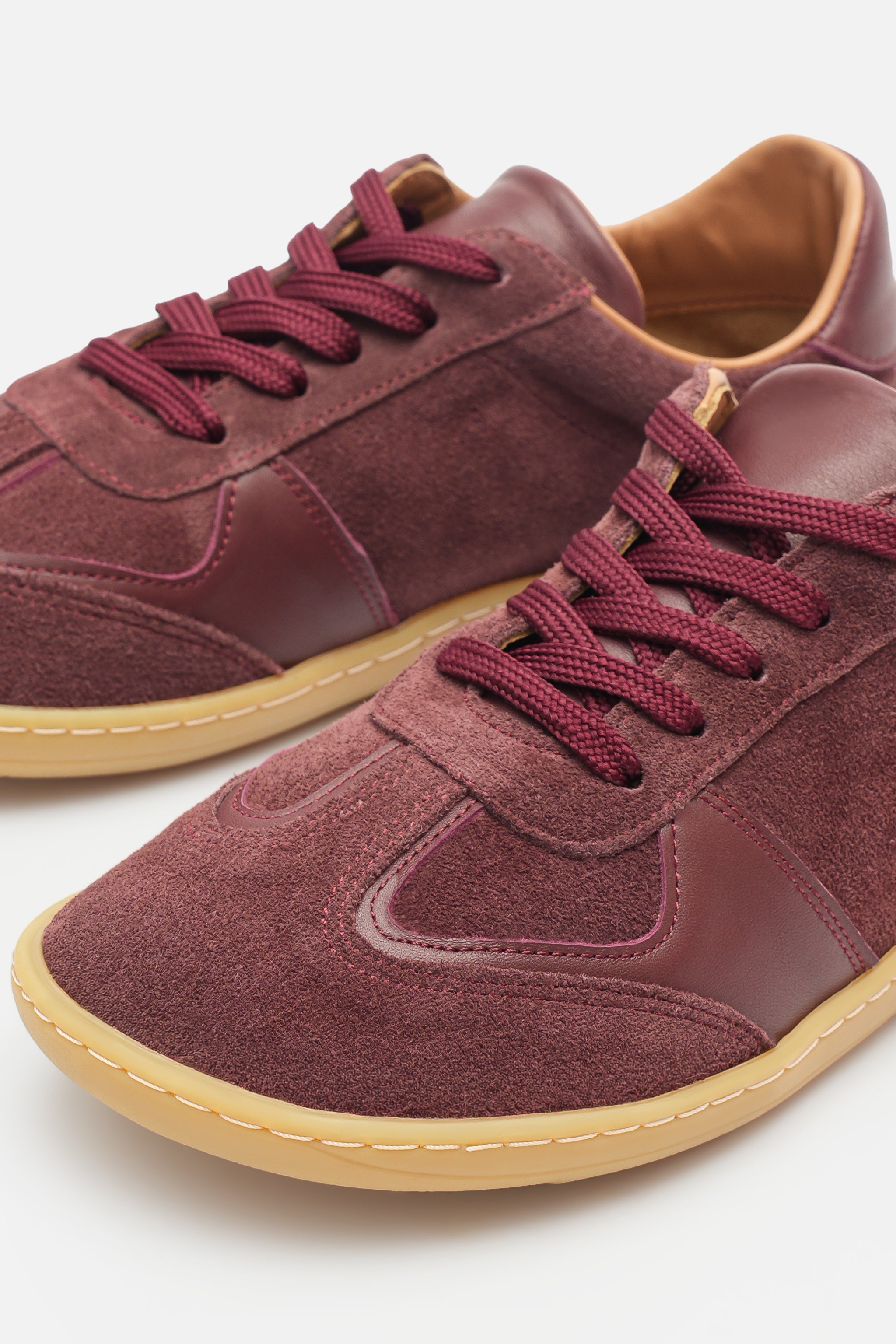 Nobrand Miu Move Barefoot Bağcıklı Hakiki Deri Bordo Sneaker