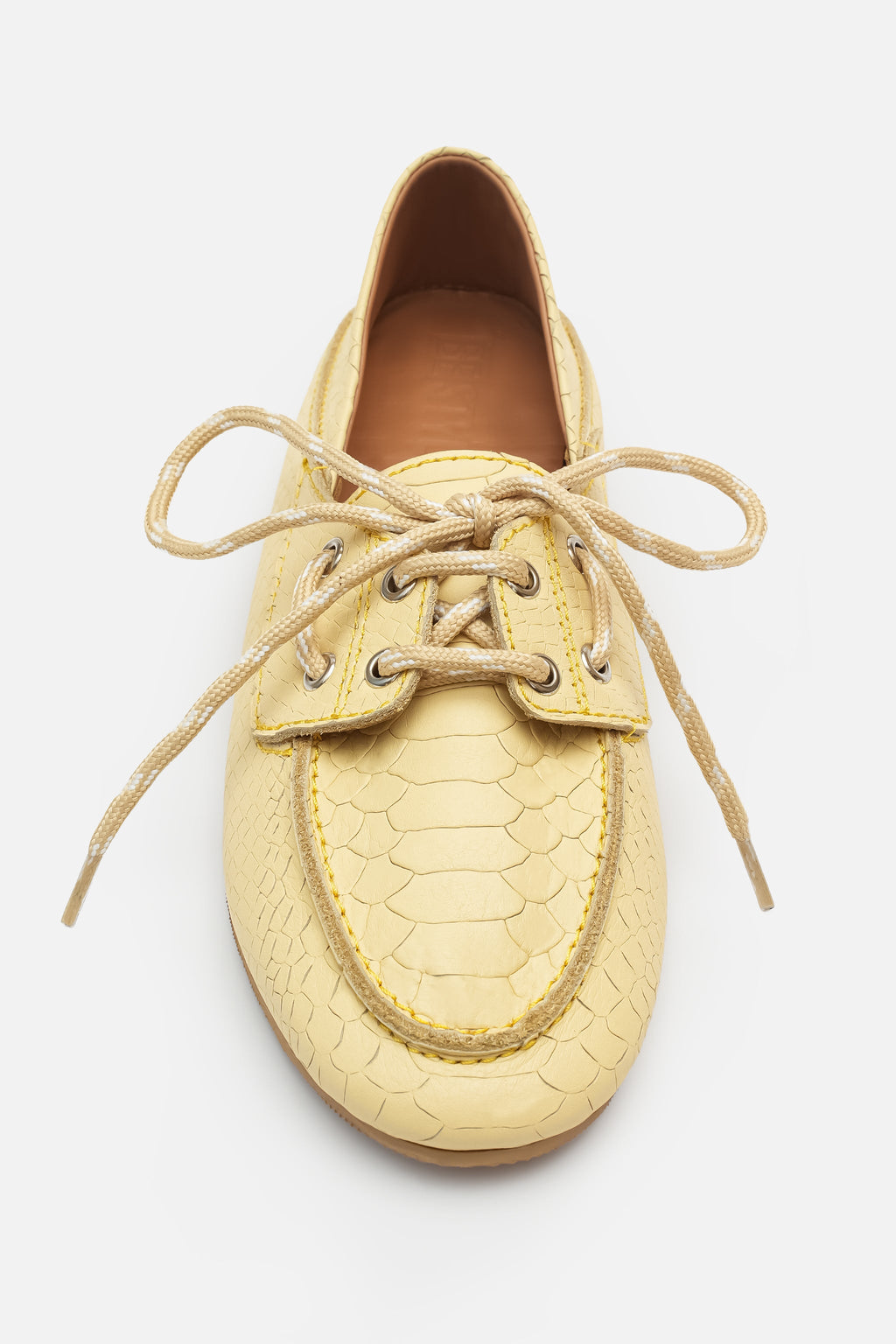 Nobrand Croco Lace Up Hakiki Deri Butter Yellow Makosen