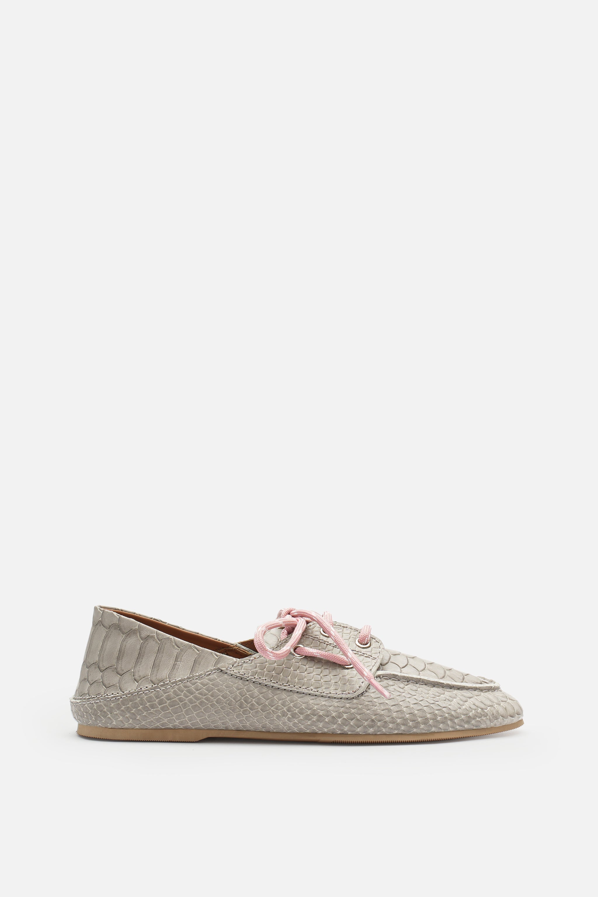 Nobrand Croco Lace Up Hakiki Deri Gray Makosen