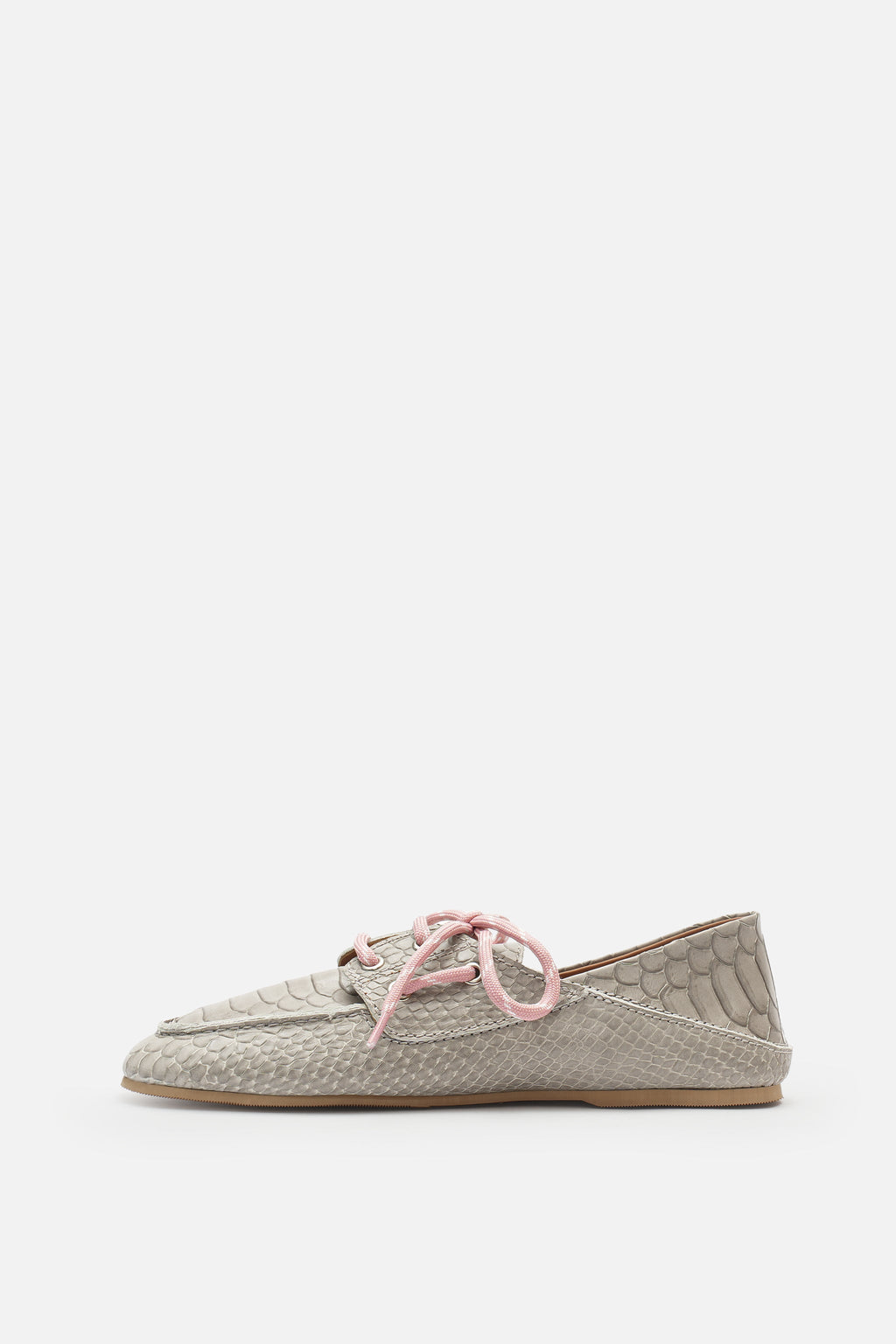Nobrand Croco Lace Up Hakiki Deri Gray Makosen