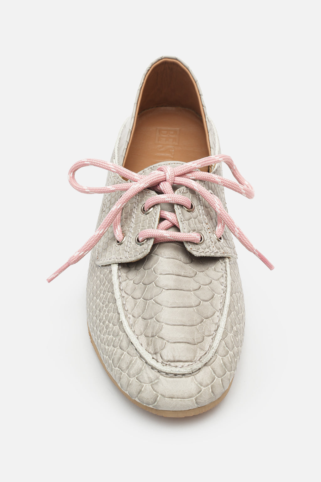 Nobrand Croco Lace Up Hakiki Deri Gray Makosen