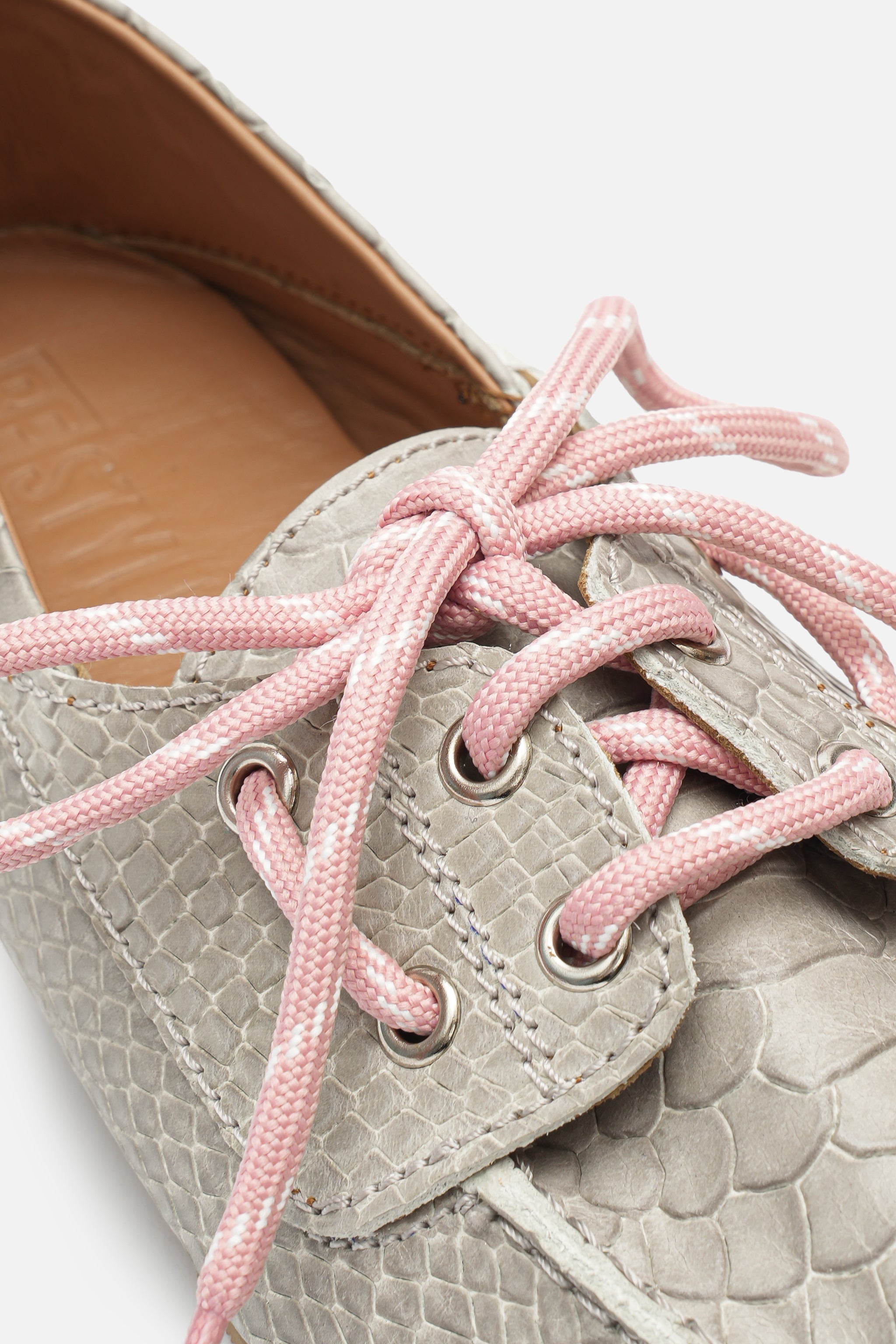 Nobrand Croco Lace Up Hakiki Deri Gray Makosen