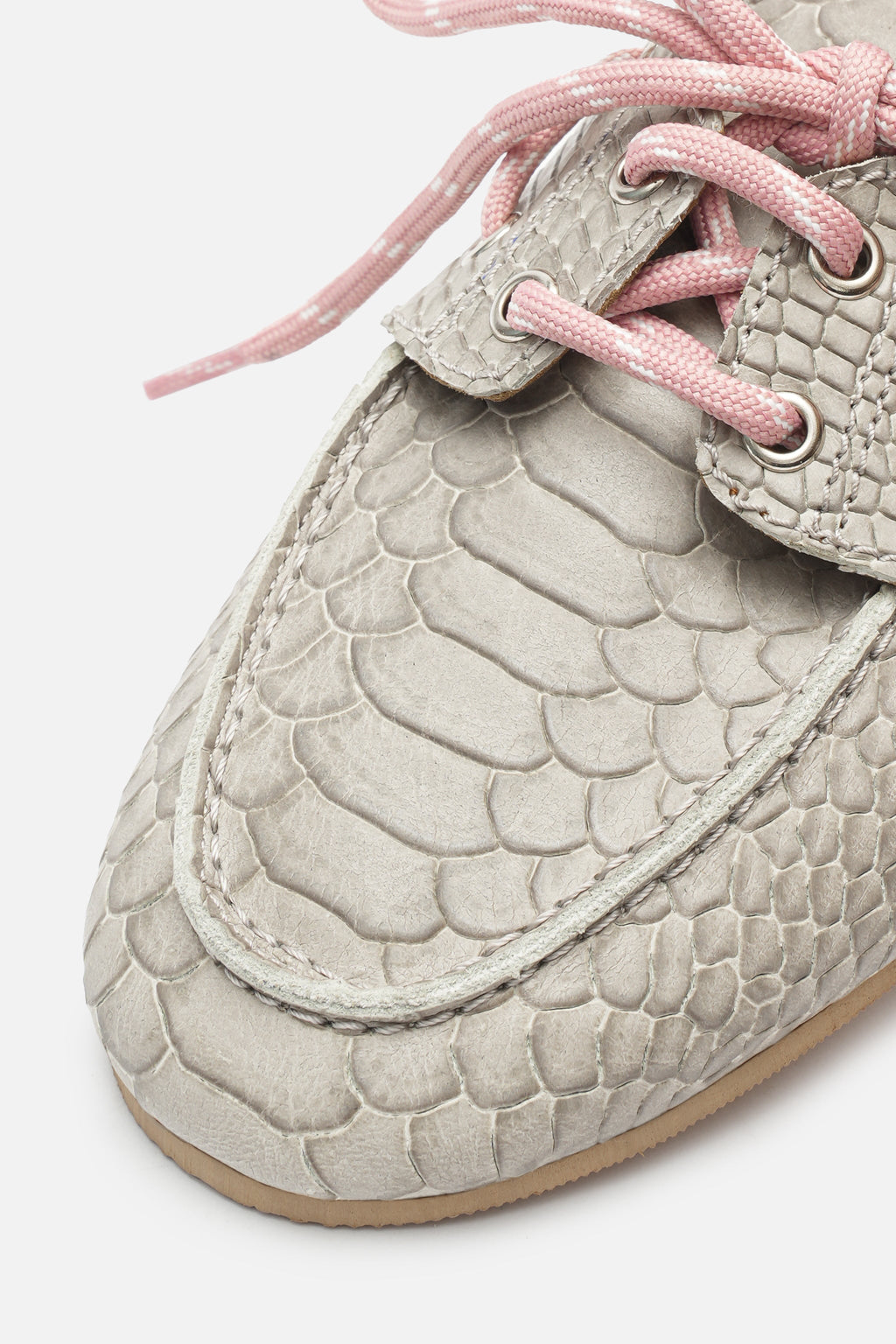 Nobrand Croco Lace Up Hakiki Deri Gray Makosen