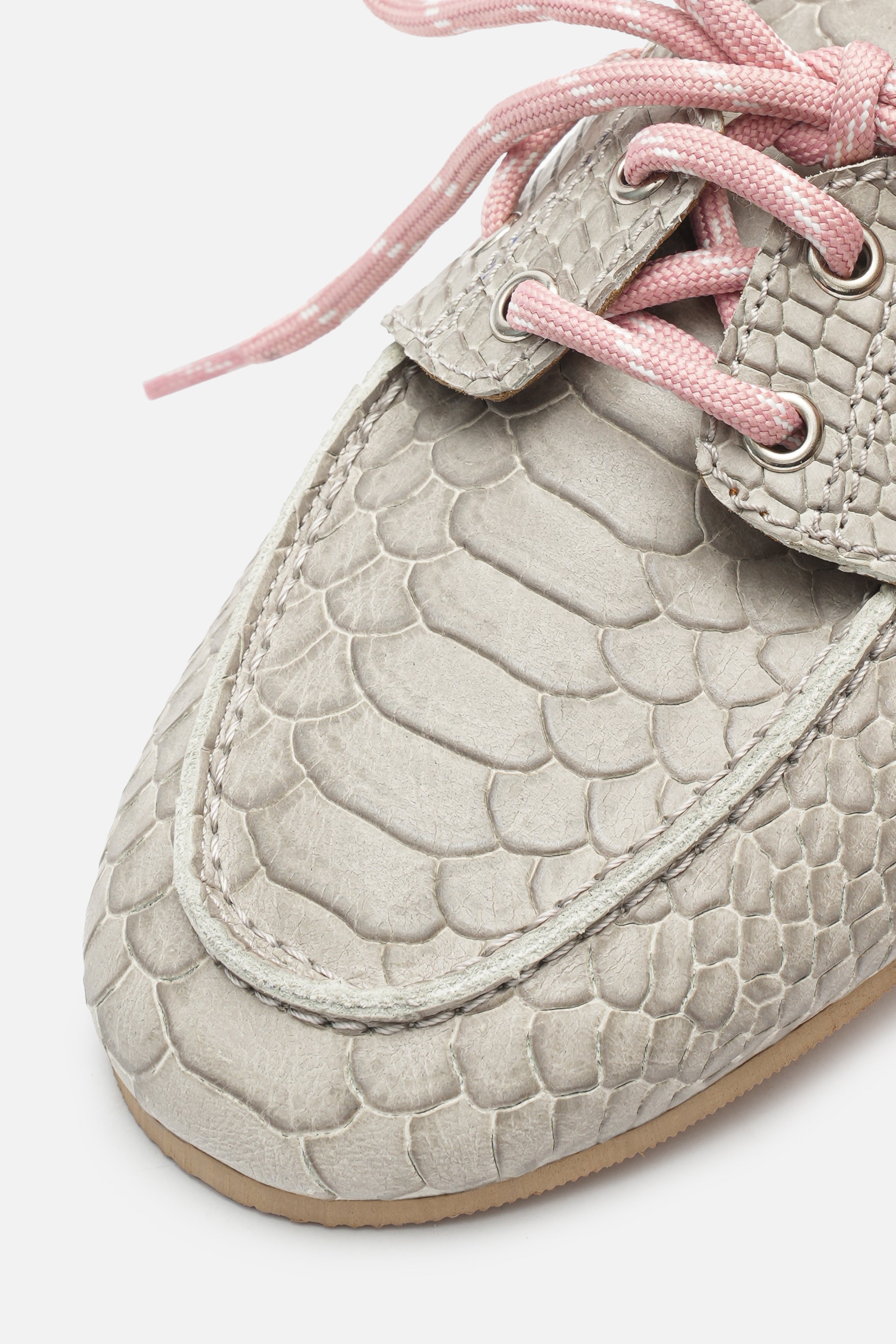 Nobrand Croco Lace Up Hakiki Deri Gray Makosen