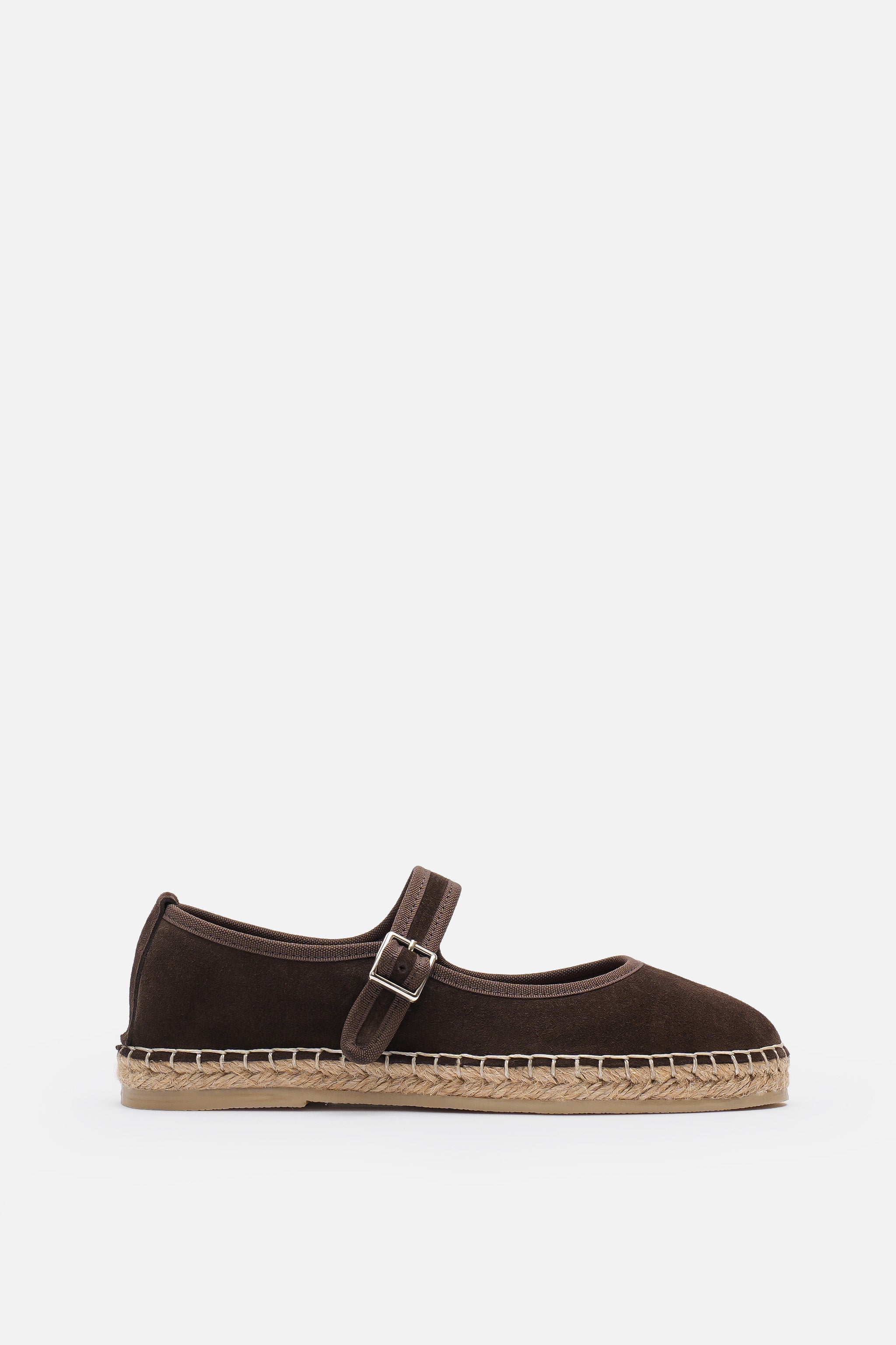 Nobrand Flabelus Mary Jane Hakiki Deri Süet Acı Kahve Espadril