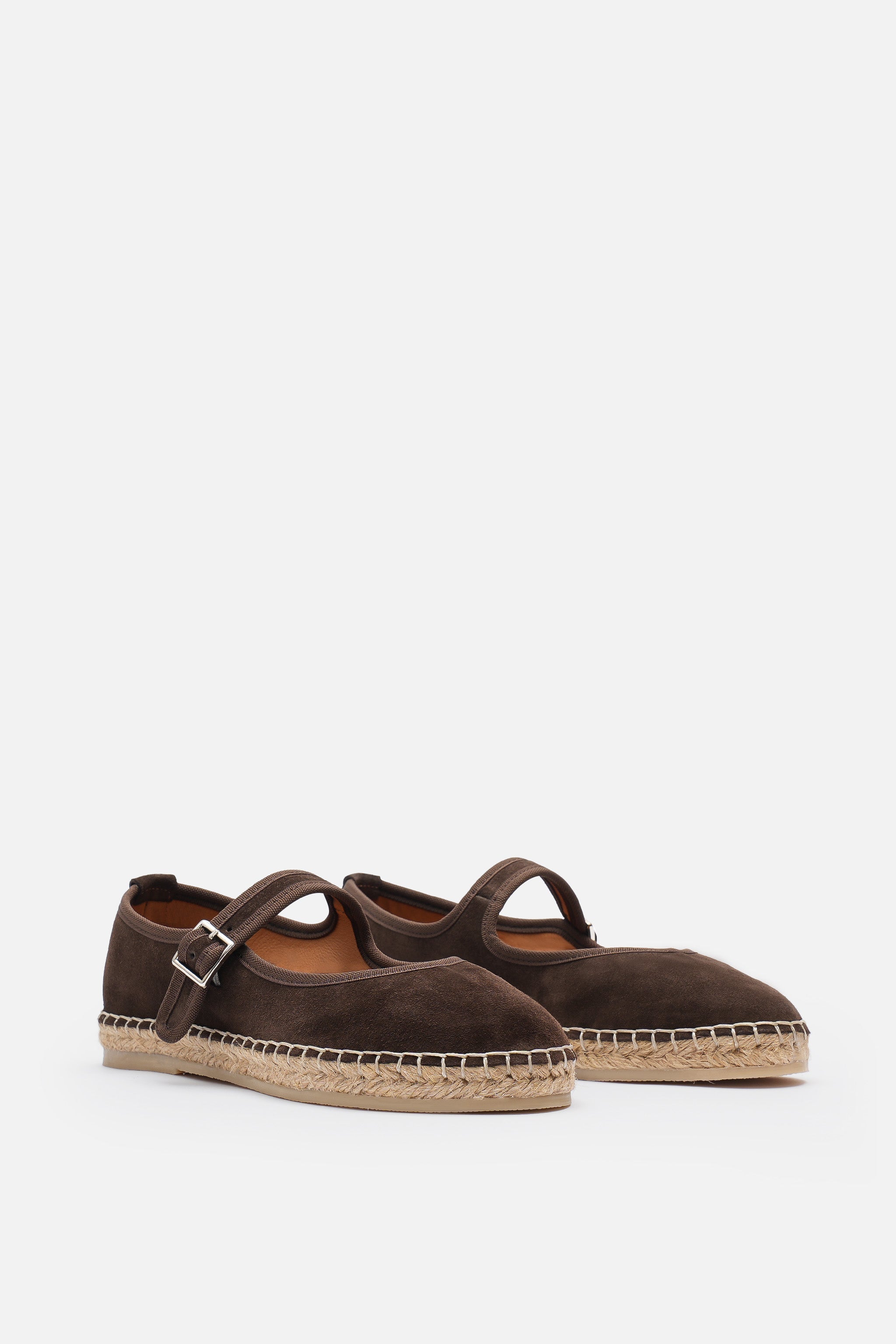 Nobrand Flabelus Mary Jane Hakiki Deri Süet Acı Kahve Espadril