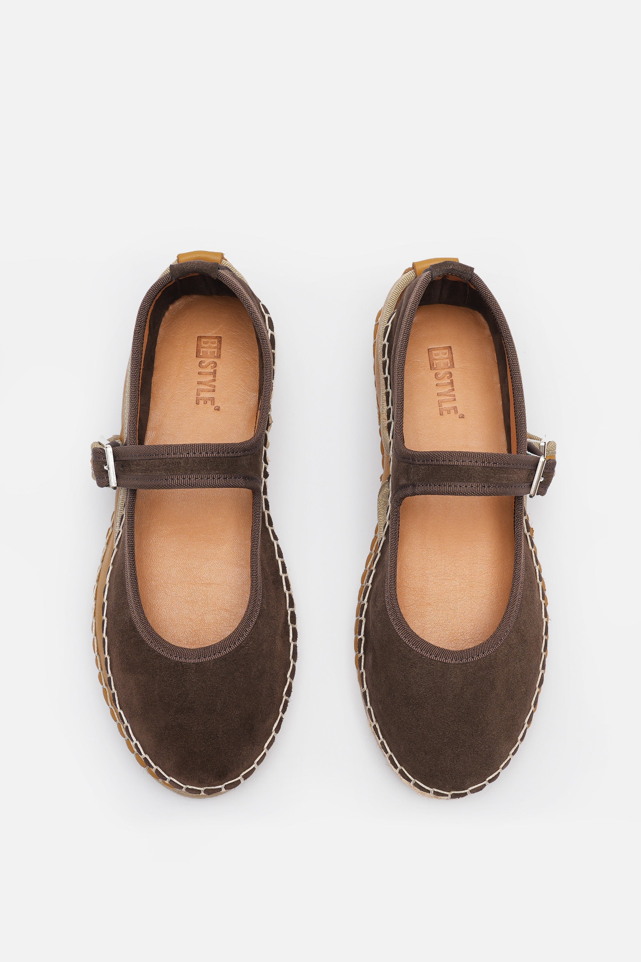 Nobrand Flabelus Mary Jane Hakiki Deri Süet Acı Kahve Espadril