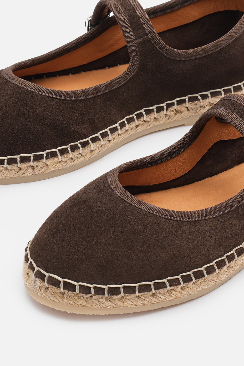 Nobrand Flabelus Mary Jane Hakiki Deri Süet Acı Kahve Espadril
