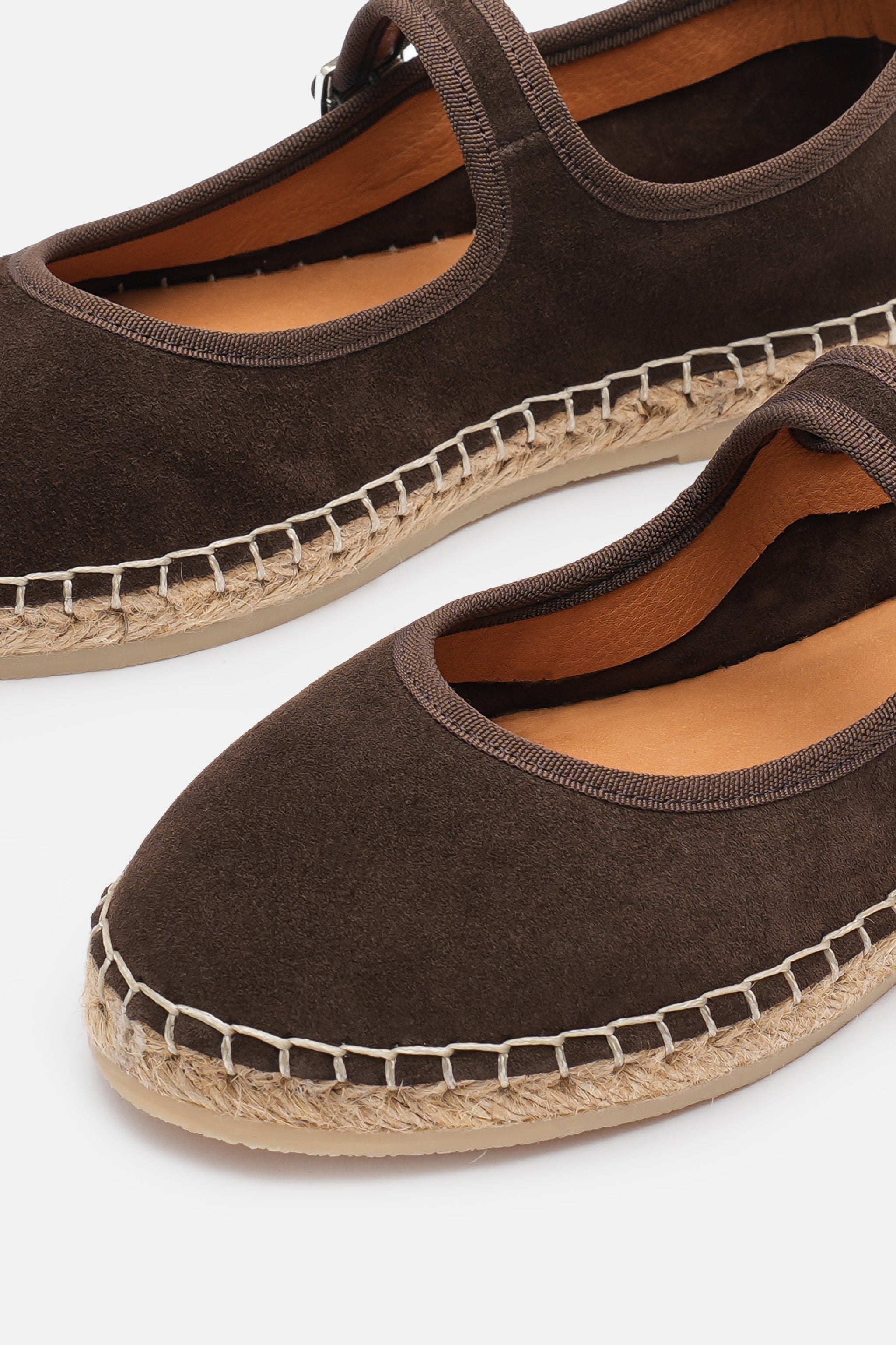 Nobrand Flabelus Mary Jane Hakiki Deri Süet Acı Kahve Espadril
