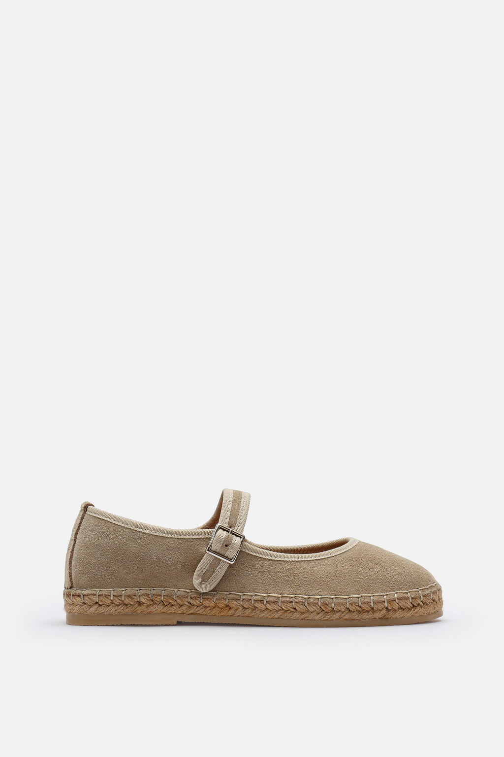 Nobrand Flabelus Mary Jane Hakiki Deri Süet Bej Espadril