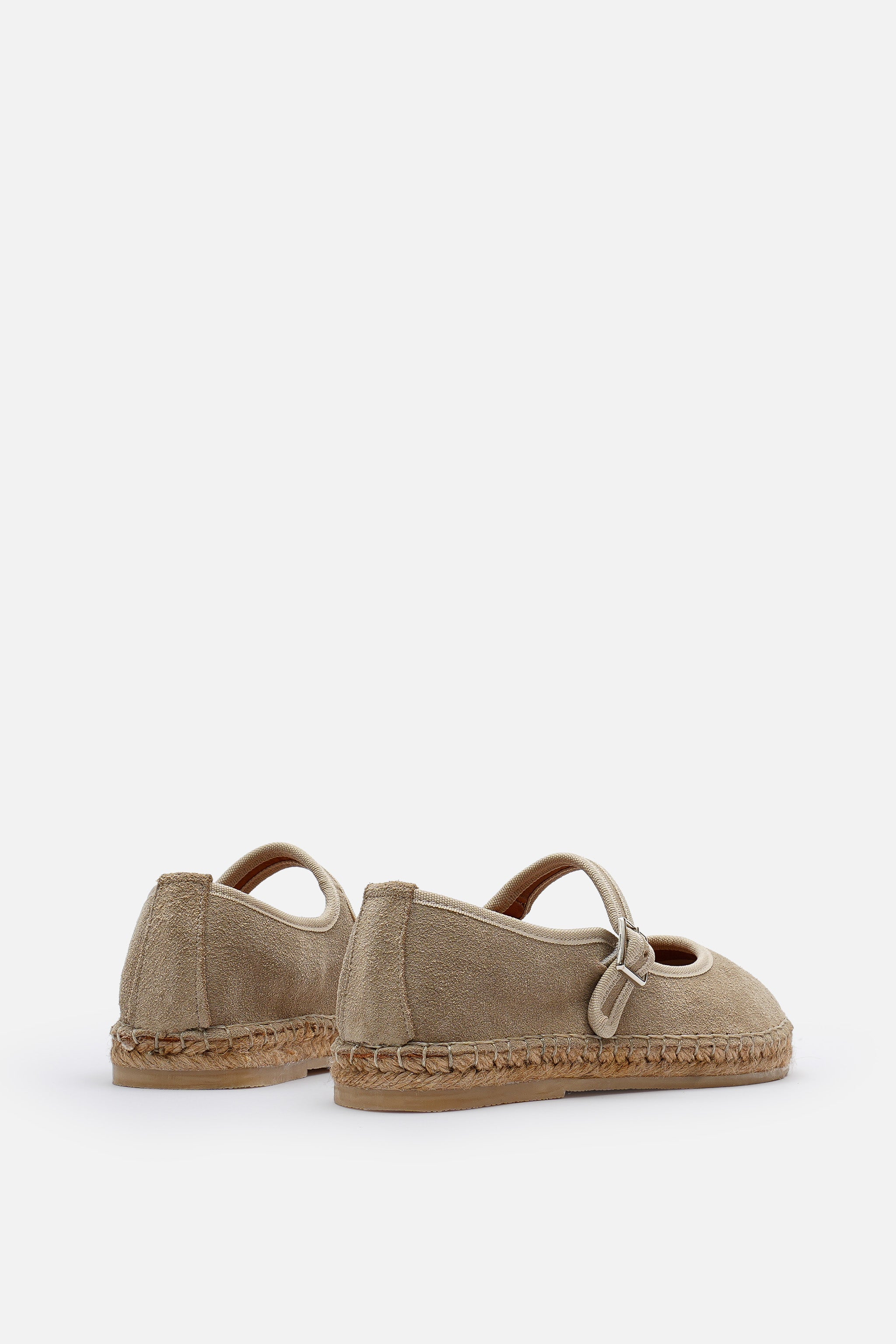 Nobrand Flabelus Mary Jane Hakiki Deri Süet Bej Espadril