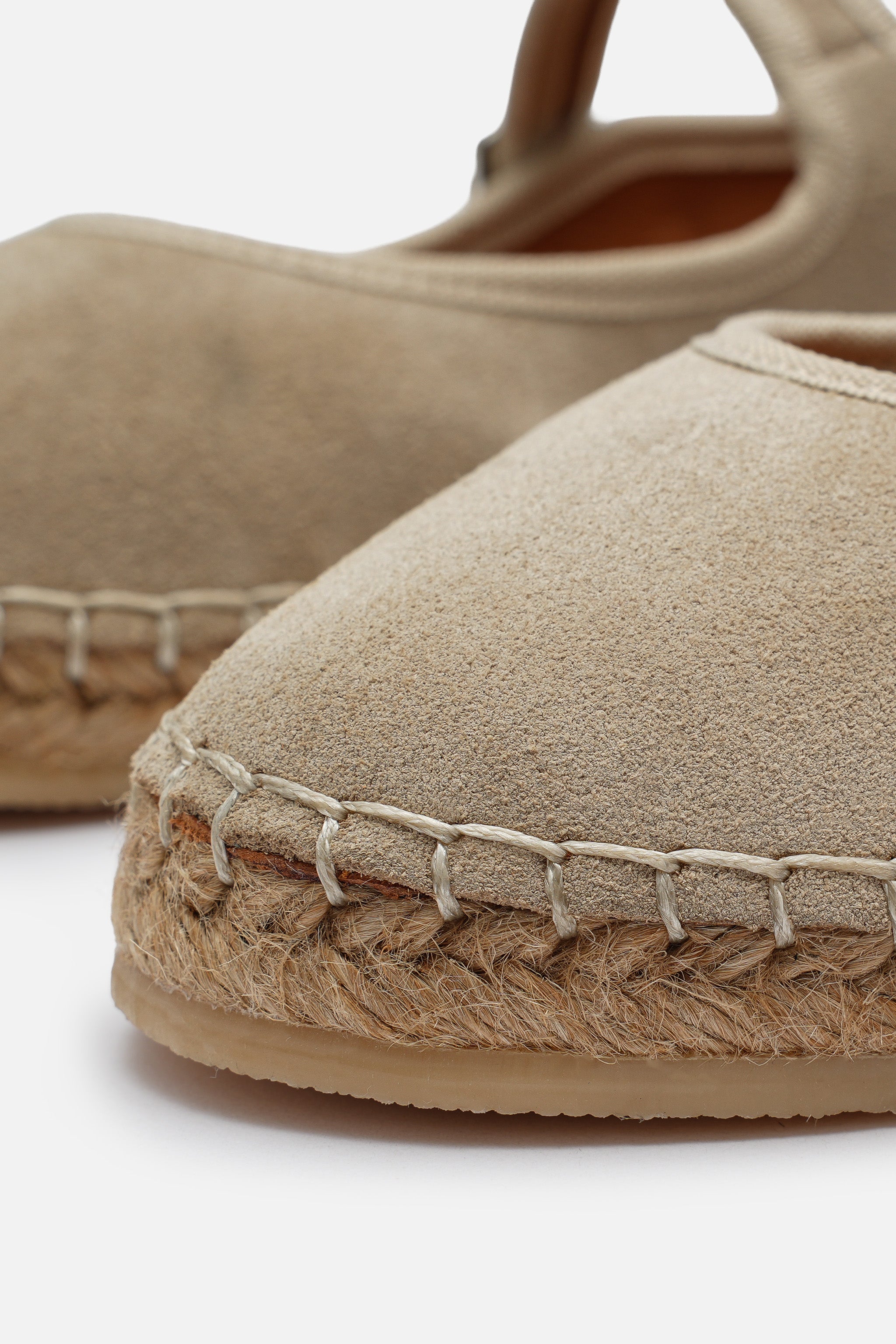 Nobrand Flabelus Mary Jane Hakiki Deri Süet Bej Espadril