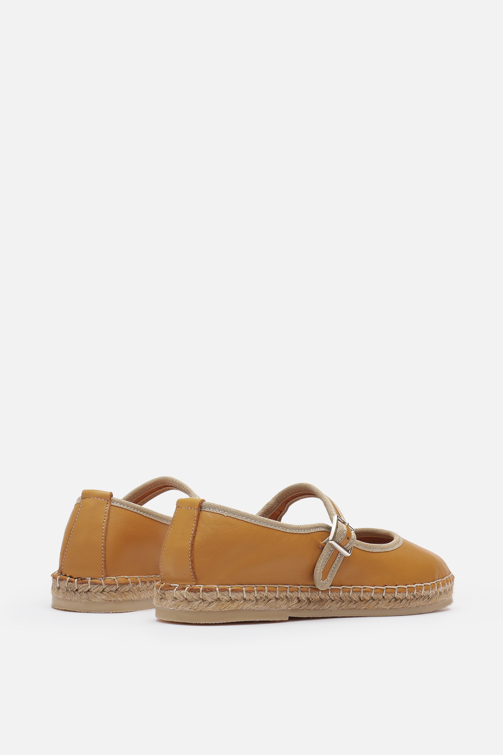 Nobrand Flabelus Mary Jane Hakiki Deri Sarı Espadril