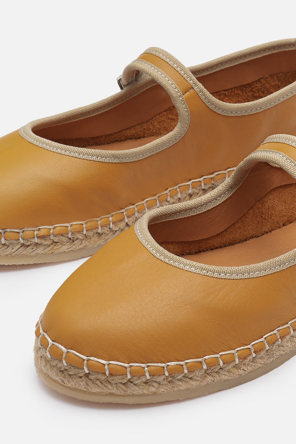 Nobrand Flabelus Mary Jane Hakiki Deri Sarı Espadril