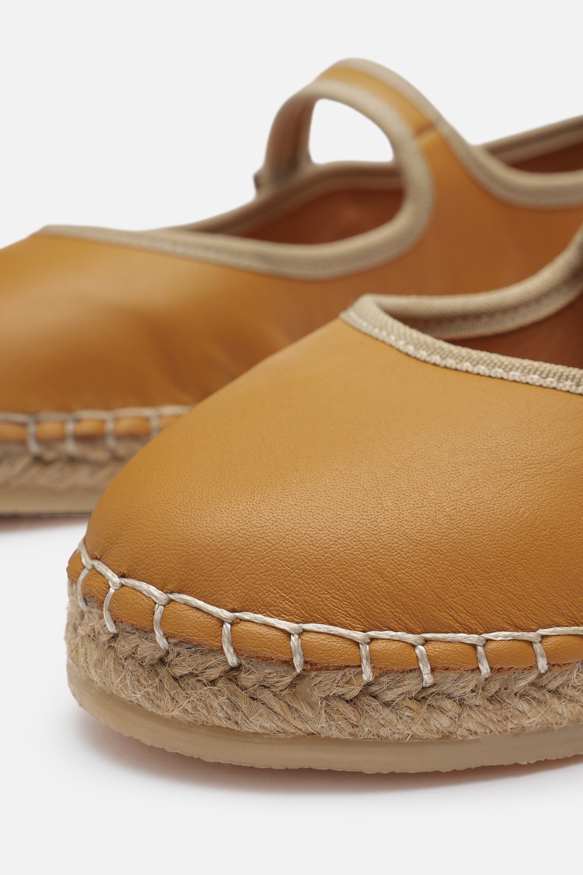Nobrand Flabelus Mary Jane Hakiki Deri Sarı Espadril