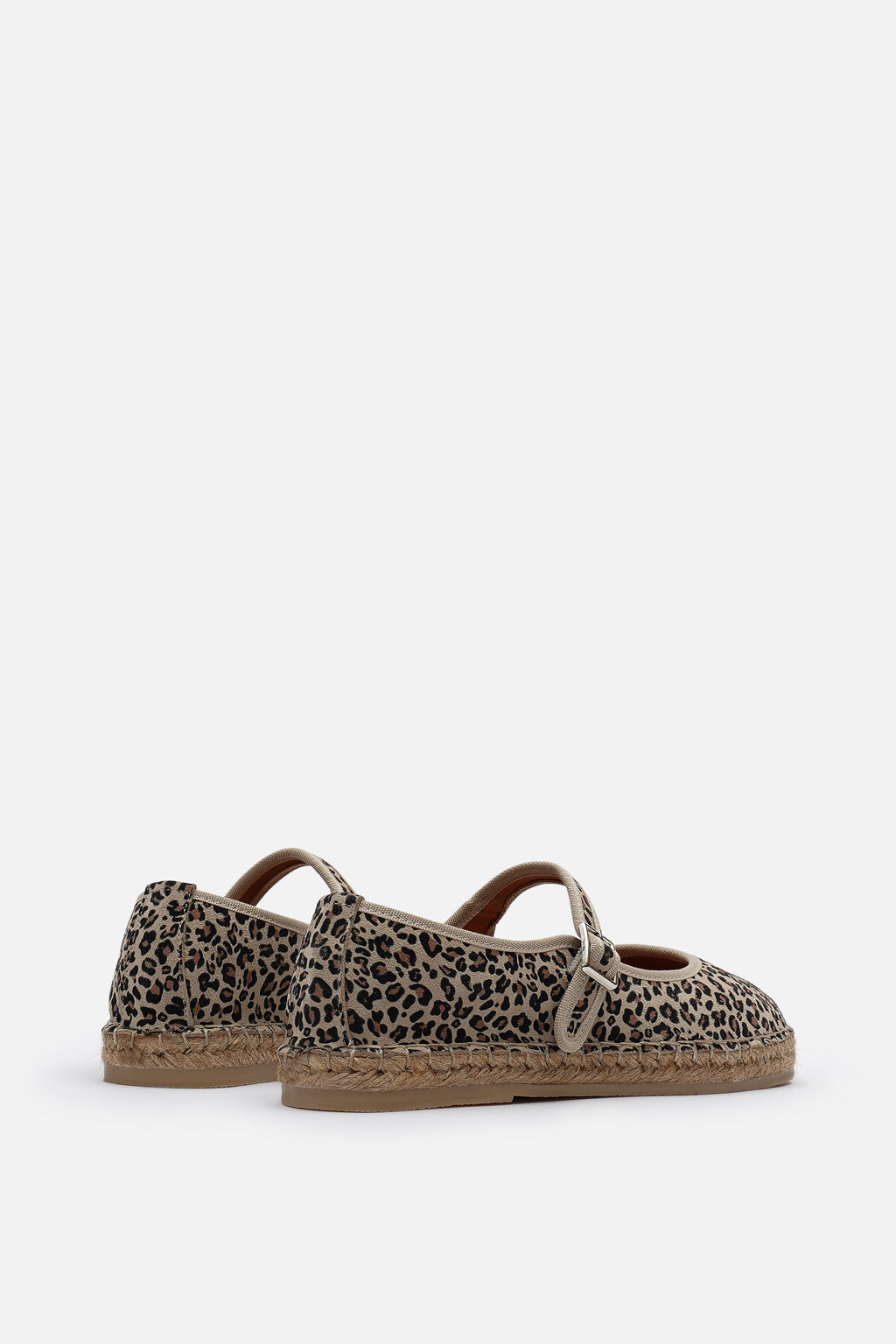 Nobrand Flabelus Mary Jane Hakiki Deri Süet Leopar Desenli Espadril